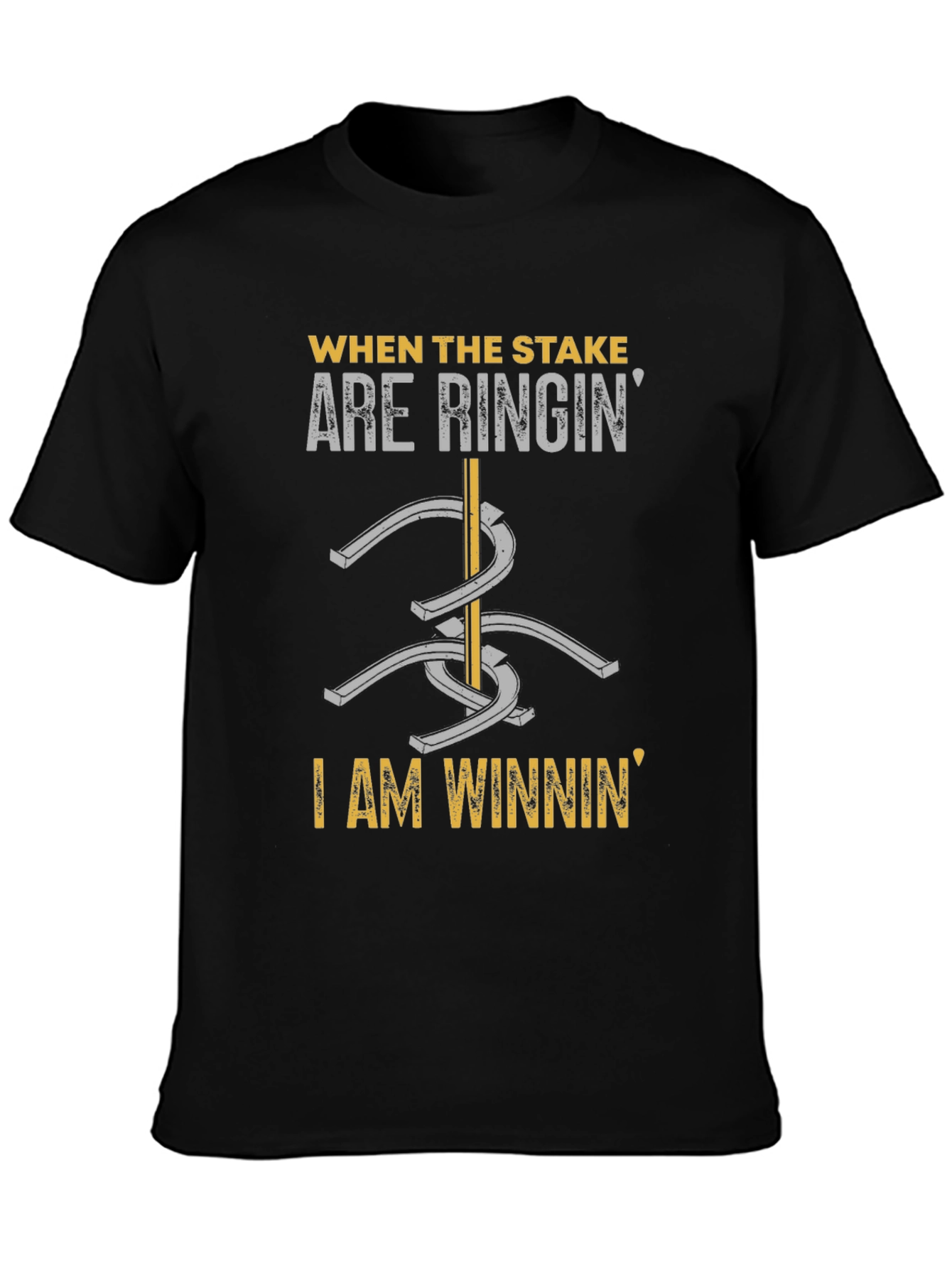 Black Horseshoe Ringin' T-Shirt - I am Winnin' Design view 3