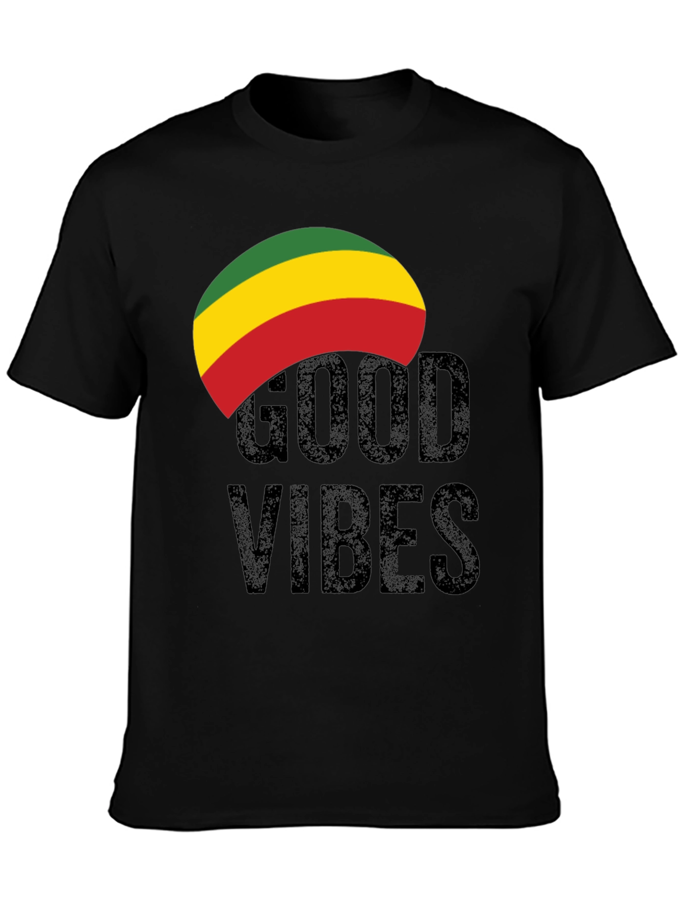 Black Rasta Good Vibes Graphic Tee - Black view 3