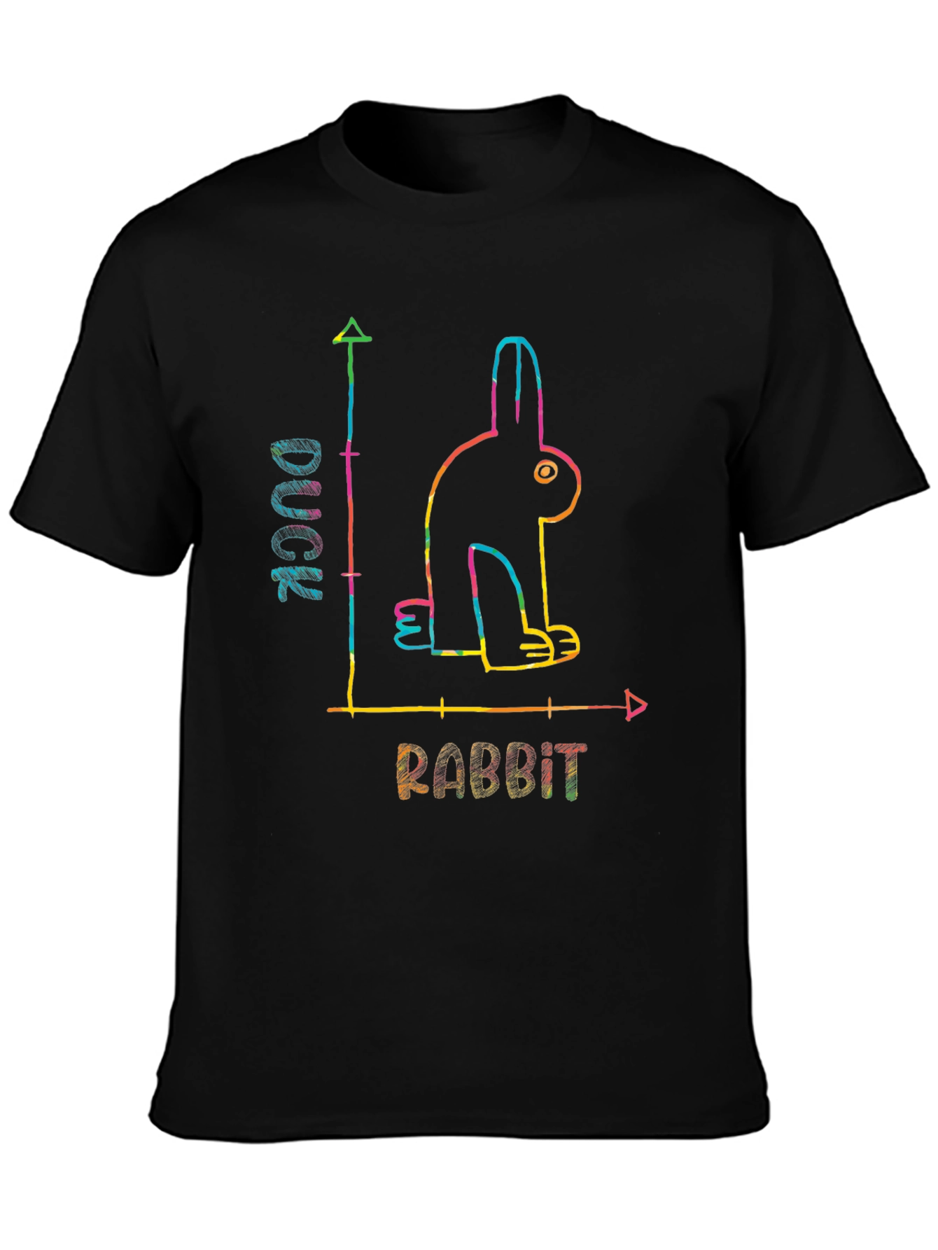 Black Duck or Rabbit? Optical Illusion Graphic T-Shirt view 3