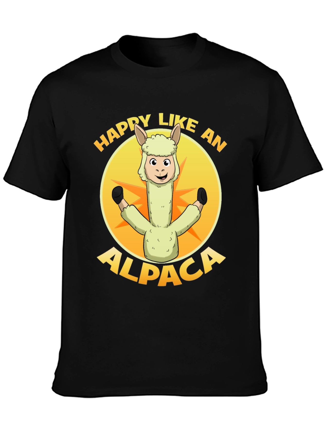 Black Happy Alpaca Graphic T-Shirt view 3