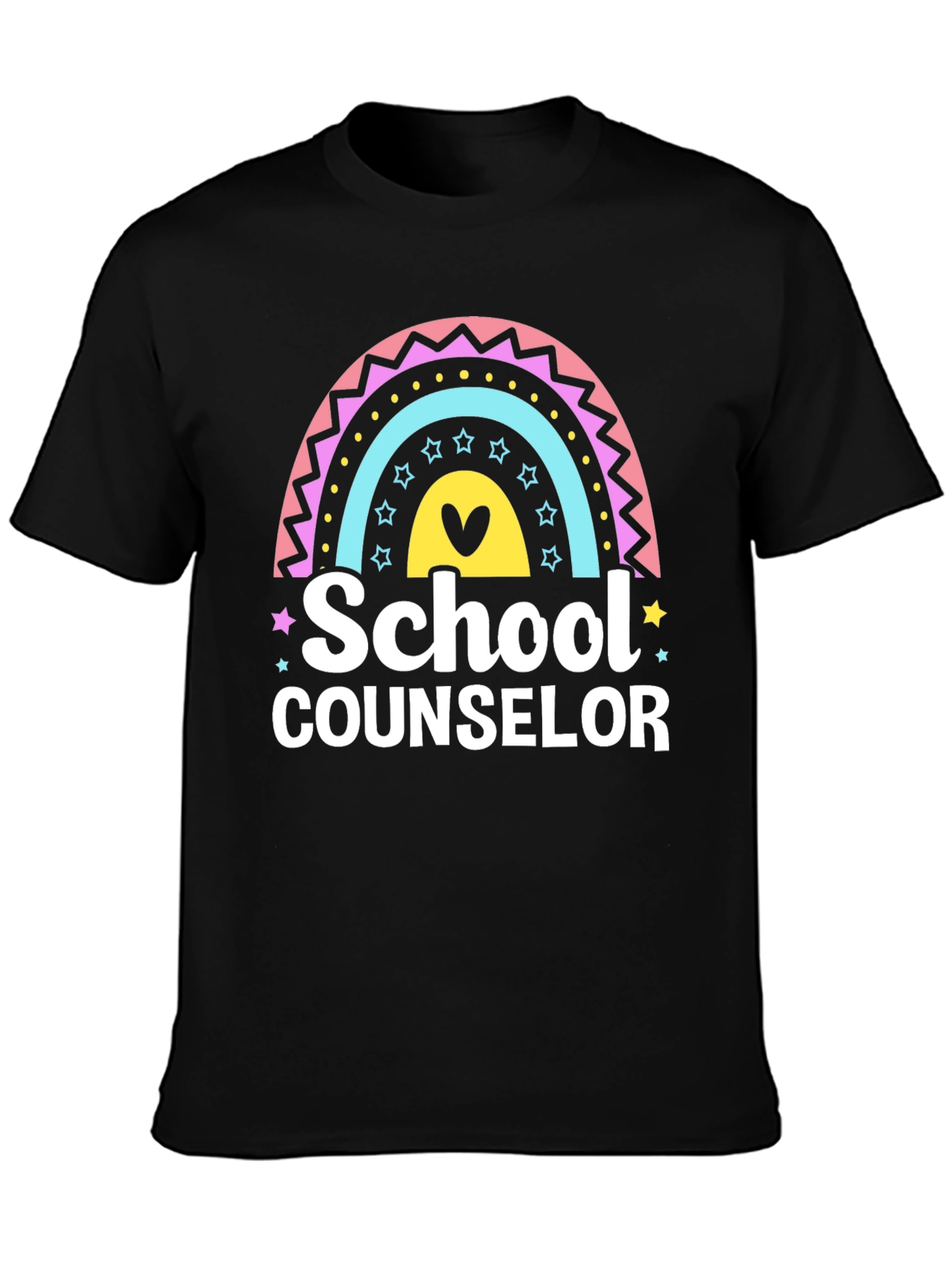 Black School Counselor Rainbow Graphic T-Shirt view 3