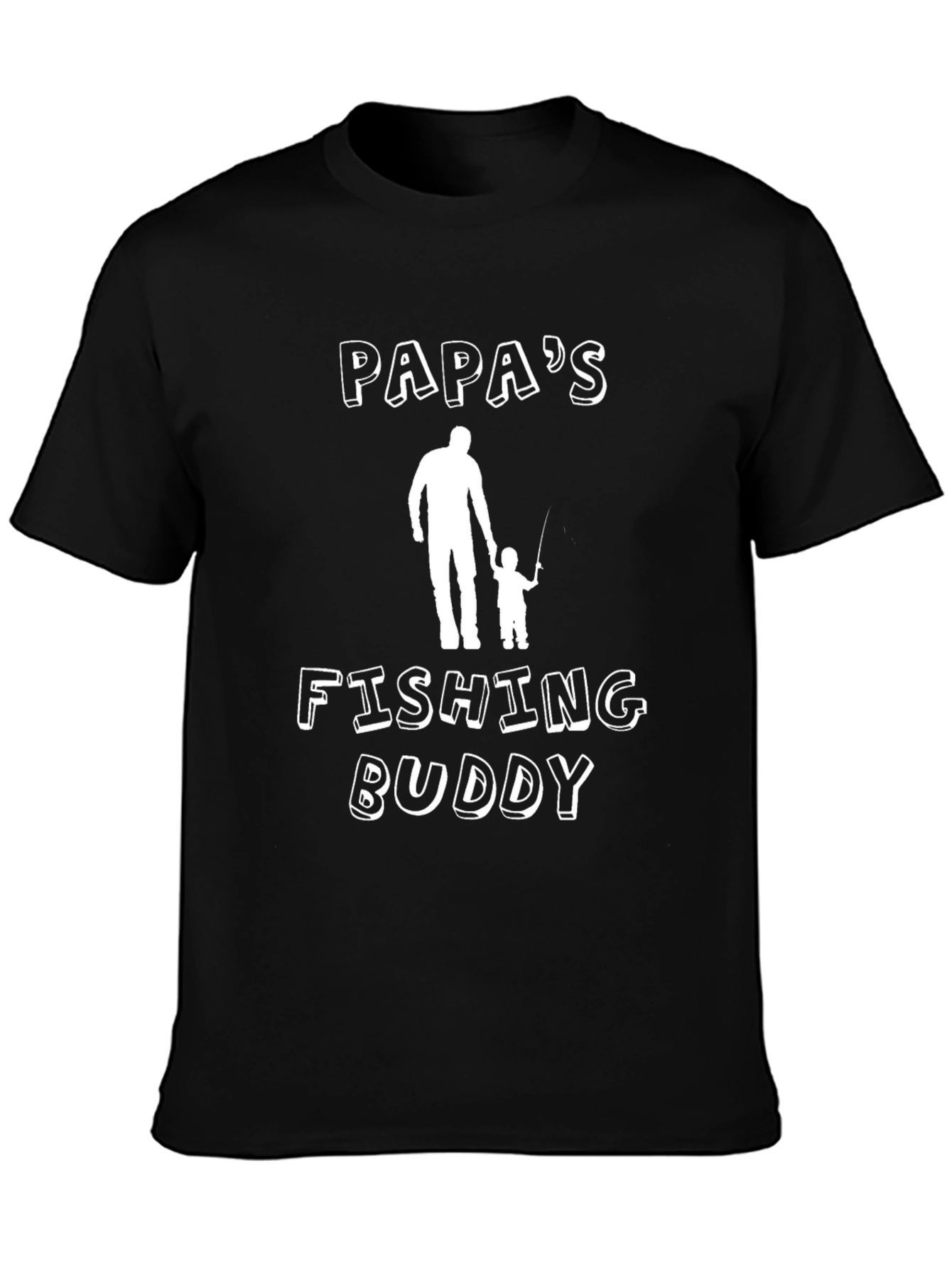 Black Papa's Fishing Buddy T-Shirt - Perfect Gift for Dad view 3