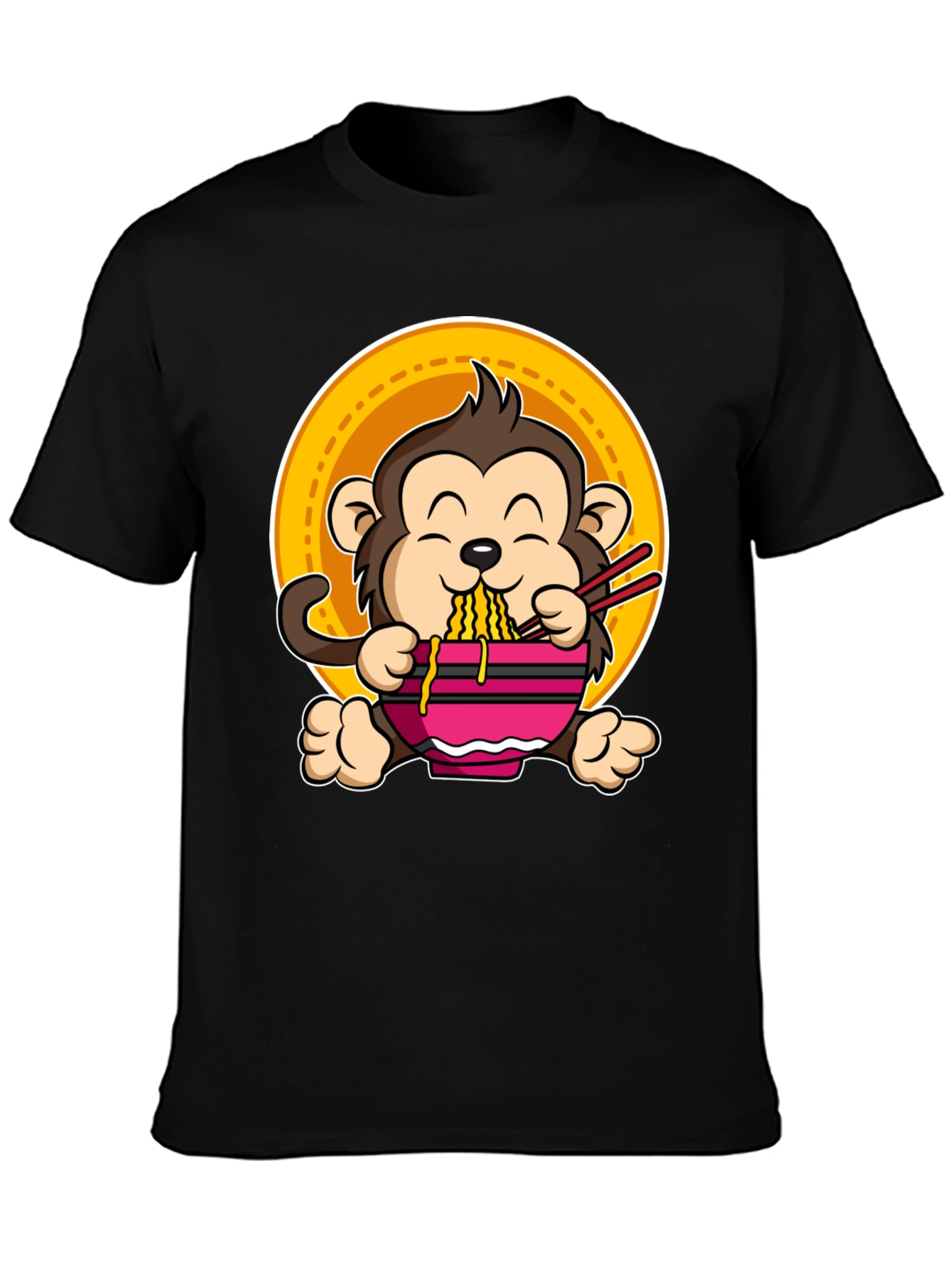 Black Monkey Ramen T-Shirt - Cute & Funny Design view 3