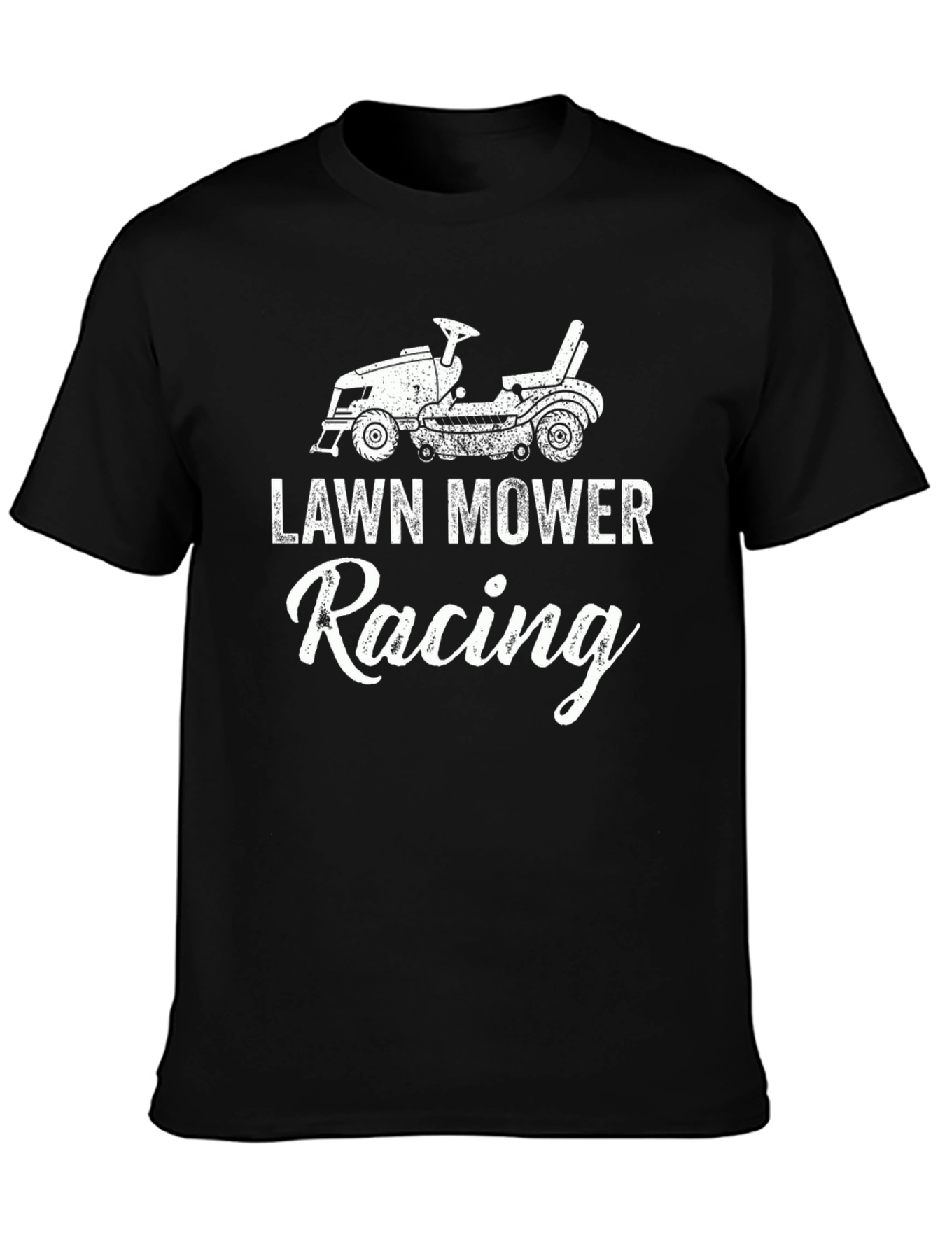 Black Lawn Mower Racing T-Shirt - Novelty Graphic Tee view 3