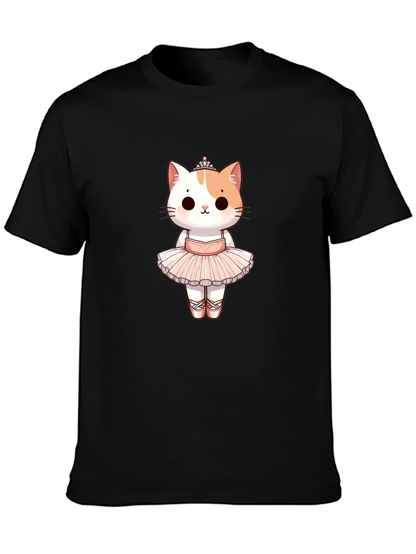 Black Cute Ballerina Cat Graphic Tee view 3