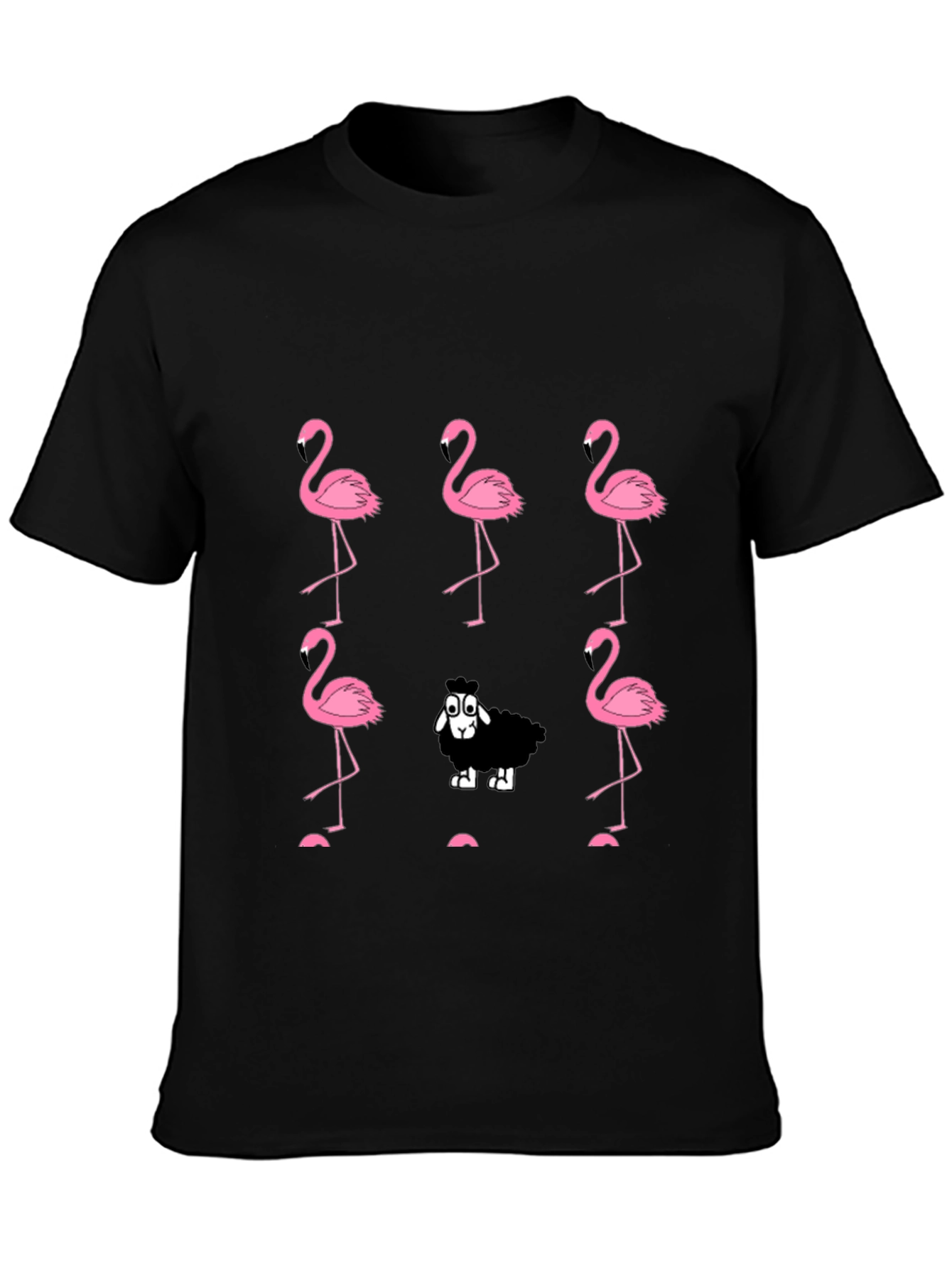 Black Flamingo and Sheep Graphic Tee view 3