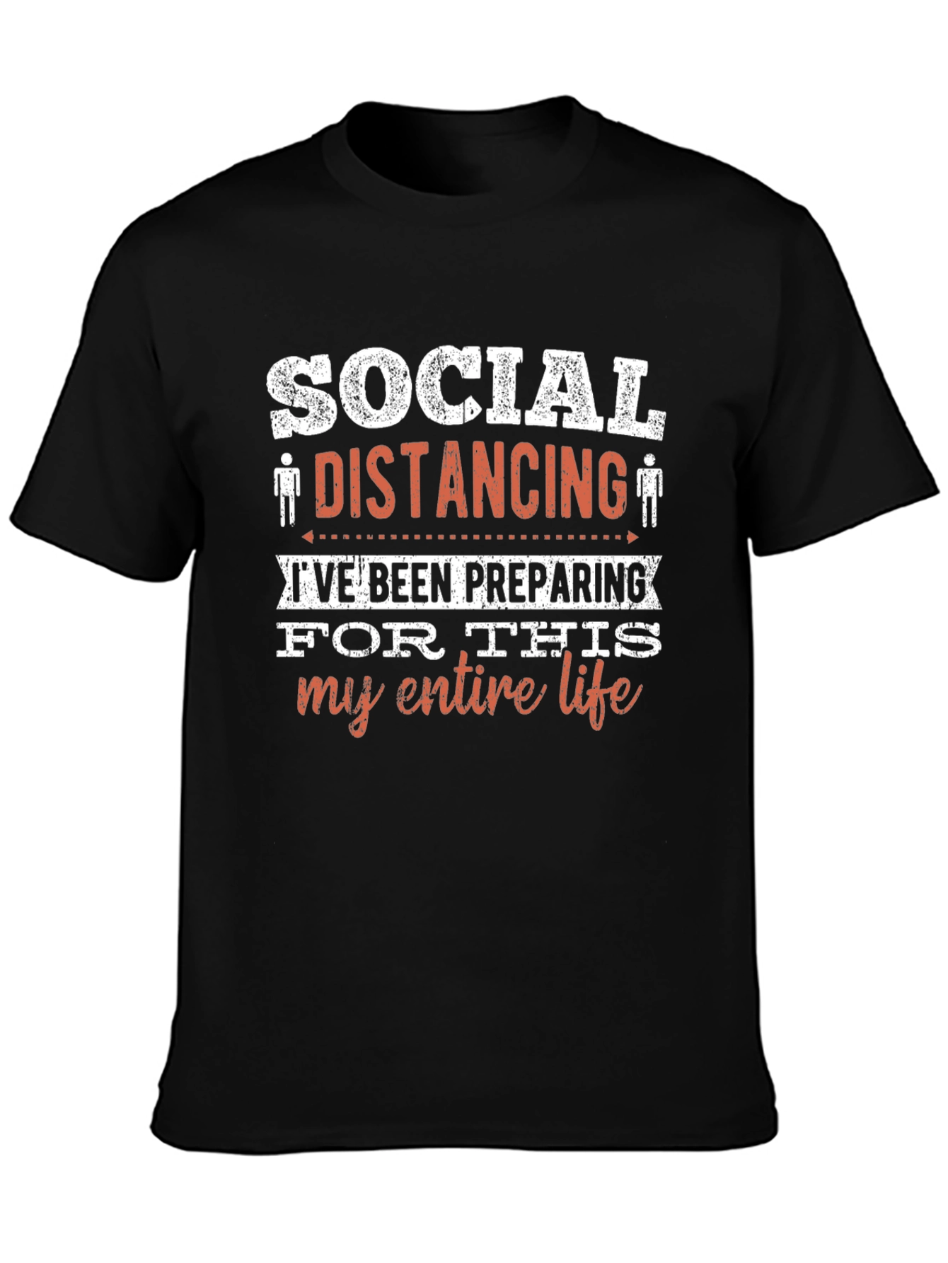 Black Social Distancing T-Shirt - Introvert Humor Tee view 3