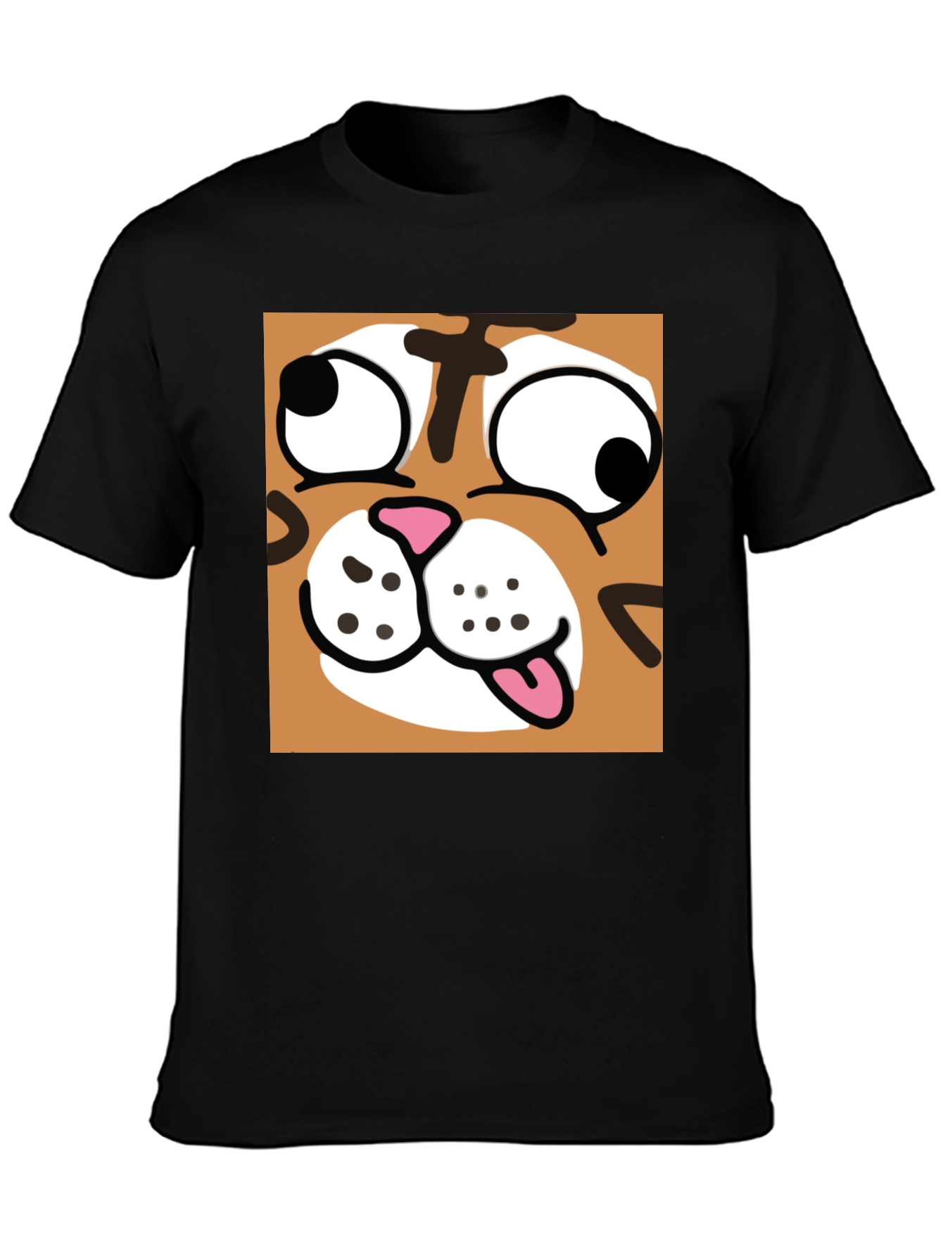 Black Funny Cartoon Cat Graphic Black T-Shirt view 3