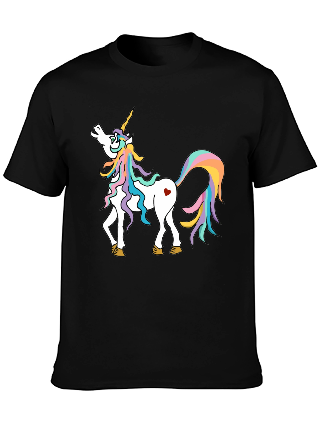 Black Unicorn Graphic Tee - Magical Rainbow Horse Shirt view 3