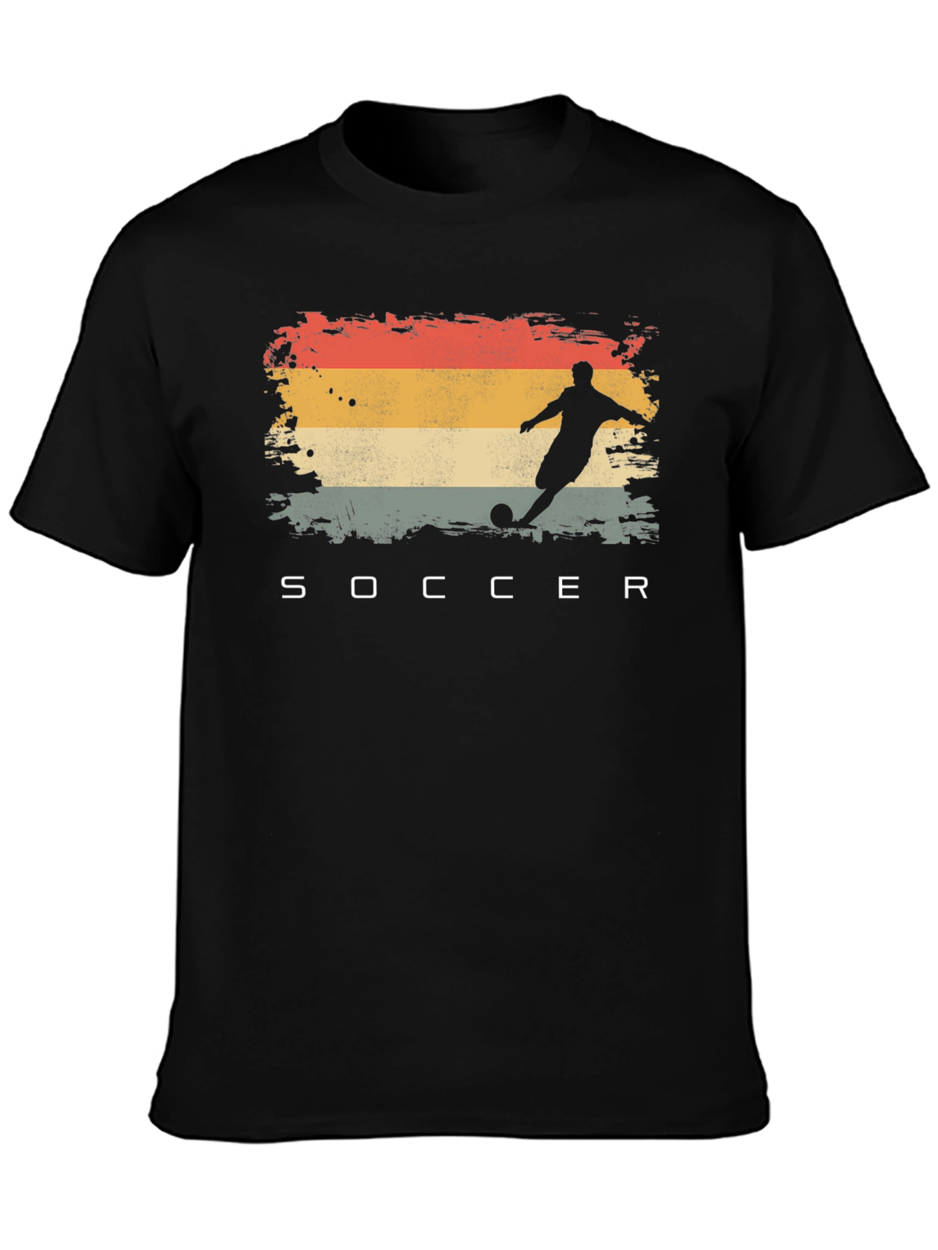 Black Retro Soccer Player Graphic T-Shirt view 3