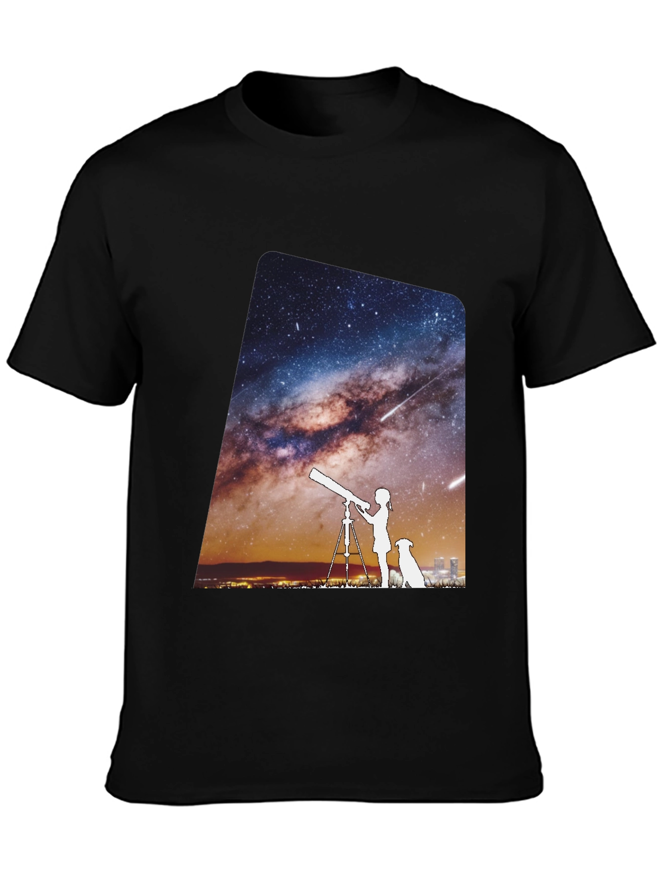 Black Starry Night Tee - Unisex Premium Cotton T-Shirt view 3