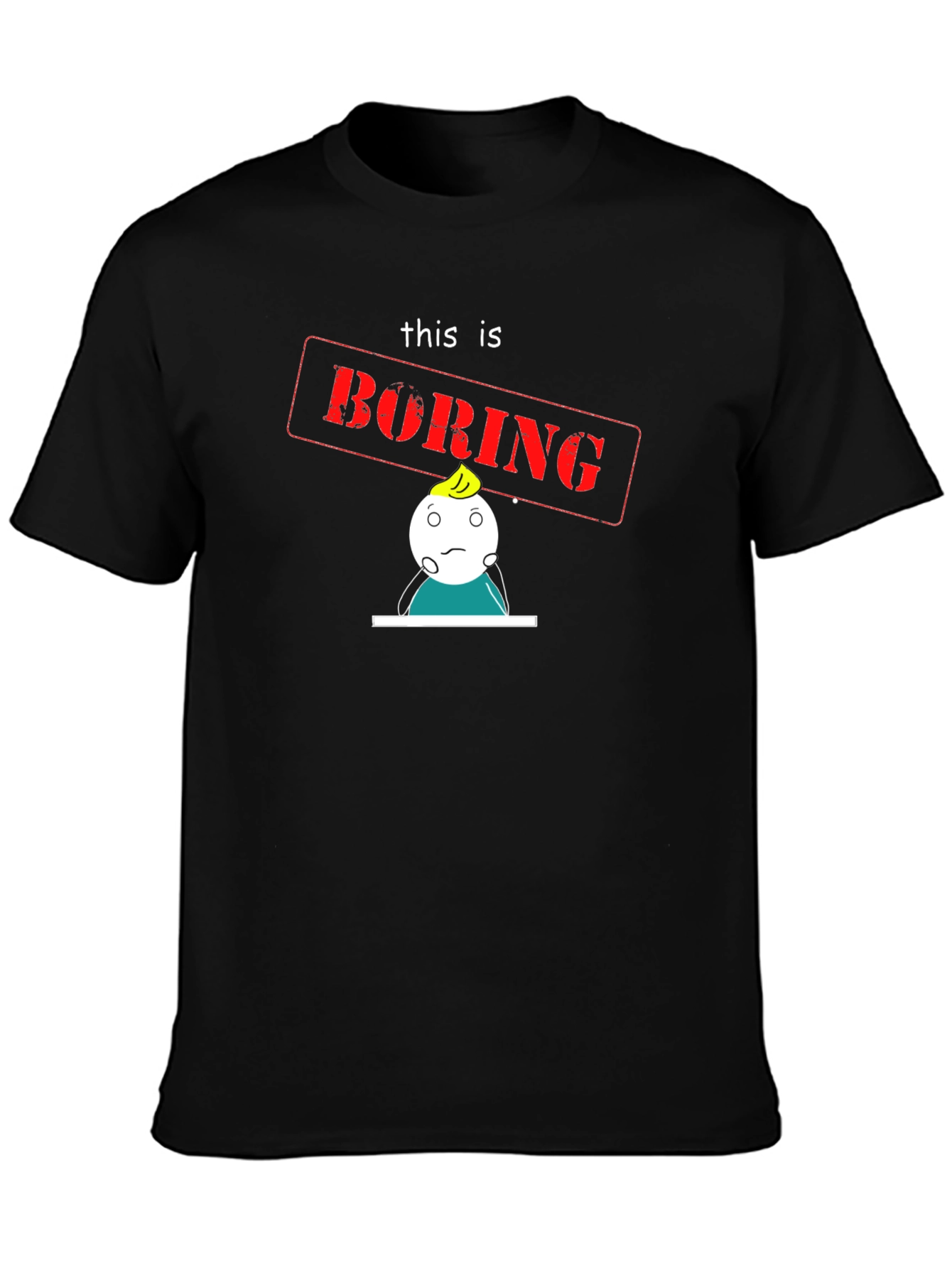 Black Boring Graphic Tee - Black Cotton T-Shirt view 3