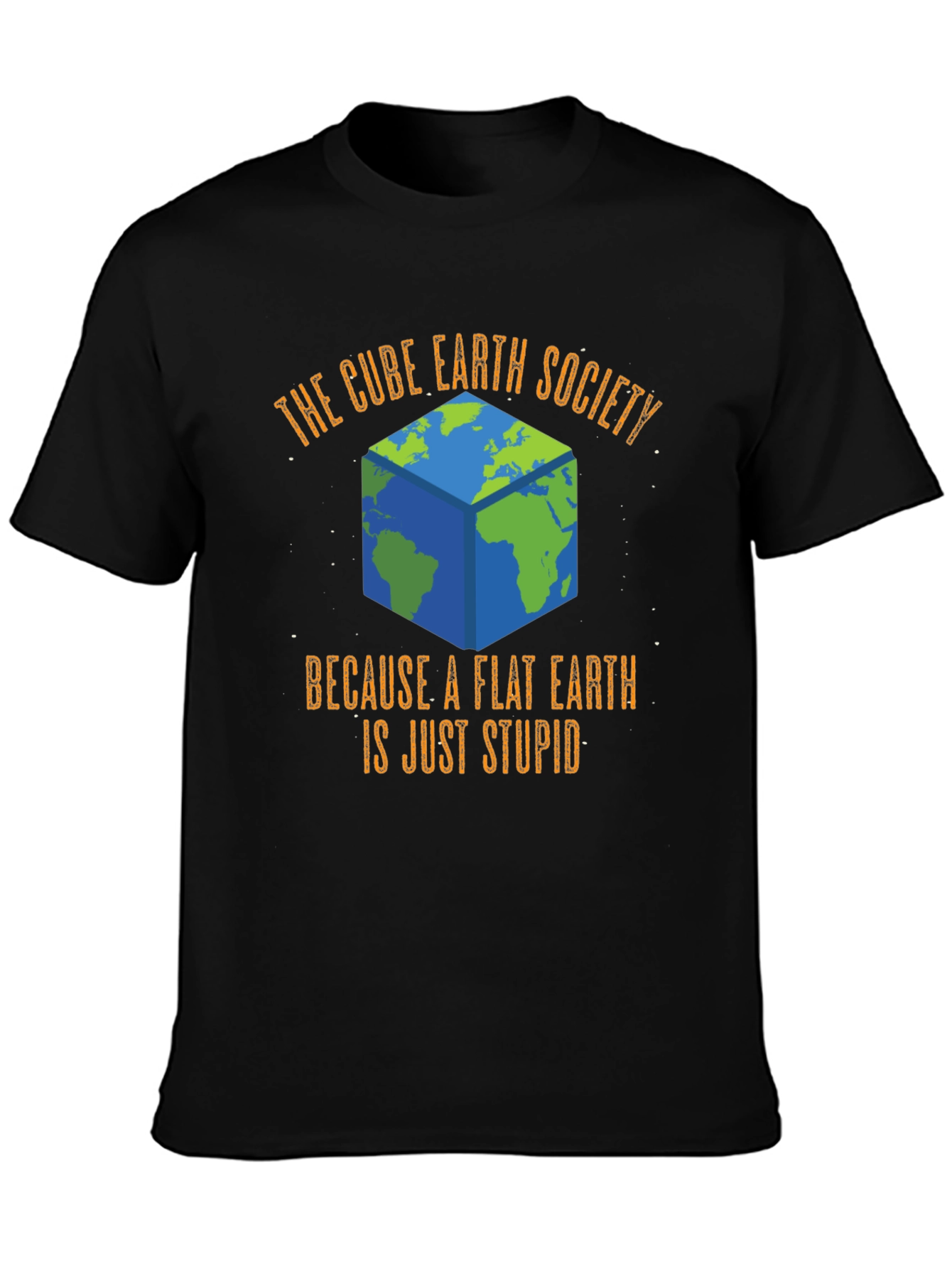 Black Cube Earth Society T-Shirt - Funny Flat Earth Conspiracy Tee view 3