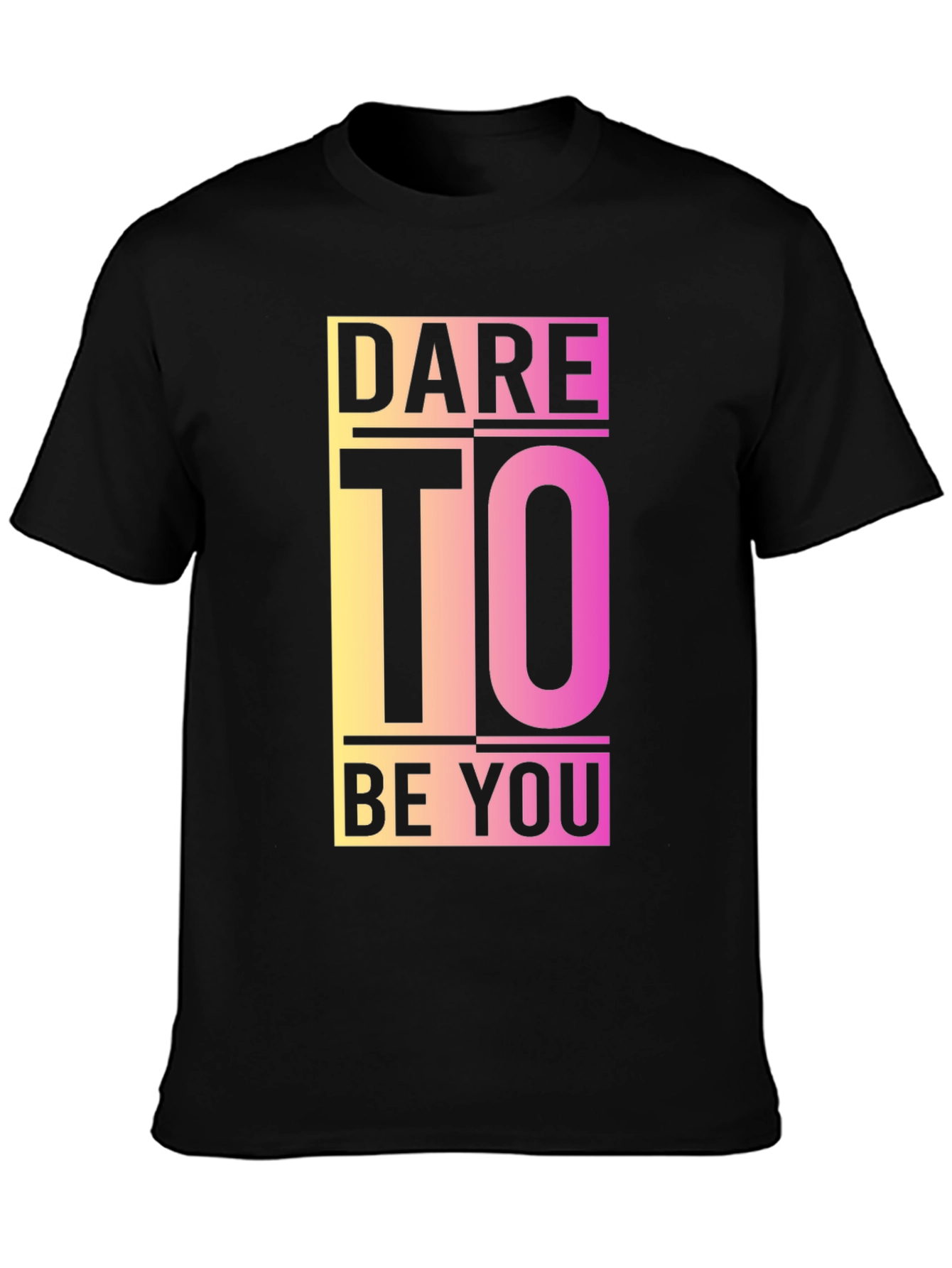 Black Dare To Be You Graphic Tee - Black Cotton Blend view 3