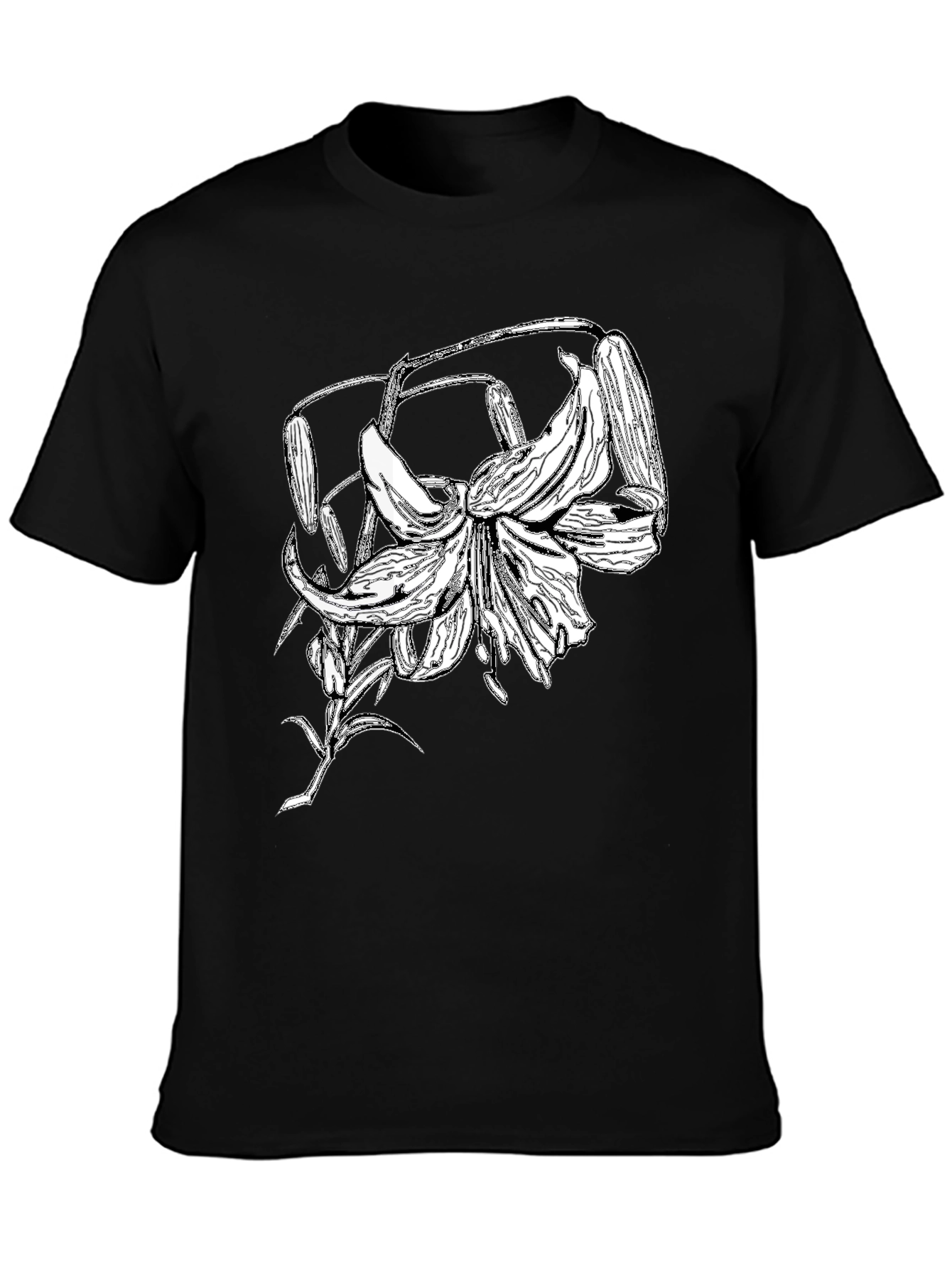 Black Floral Graphic T-Shirt - Black Casual Tee view 3