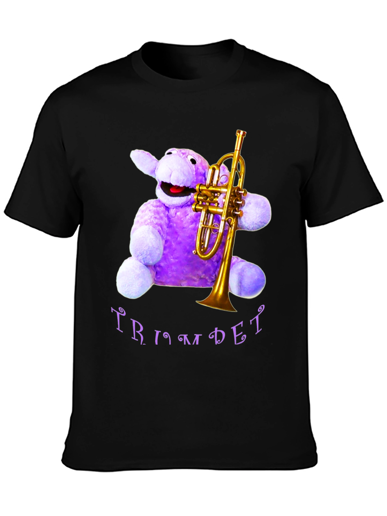 Black Purple Plush Trumpet T-Shirt view 3