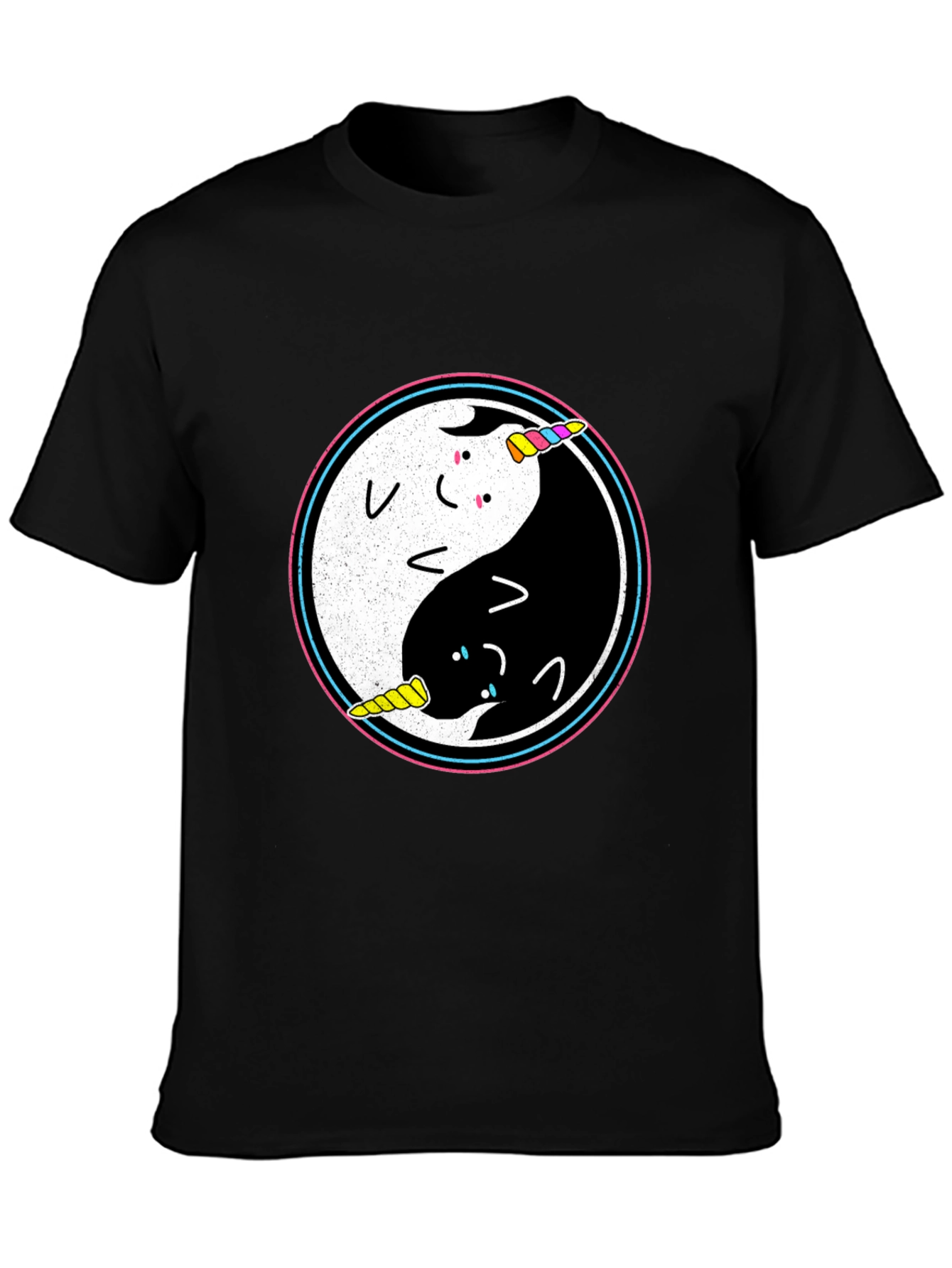 Black Yin Yang Unicorn T-Shirt view 3