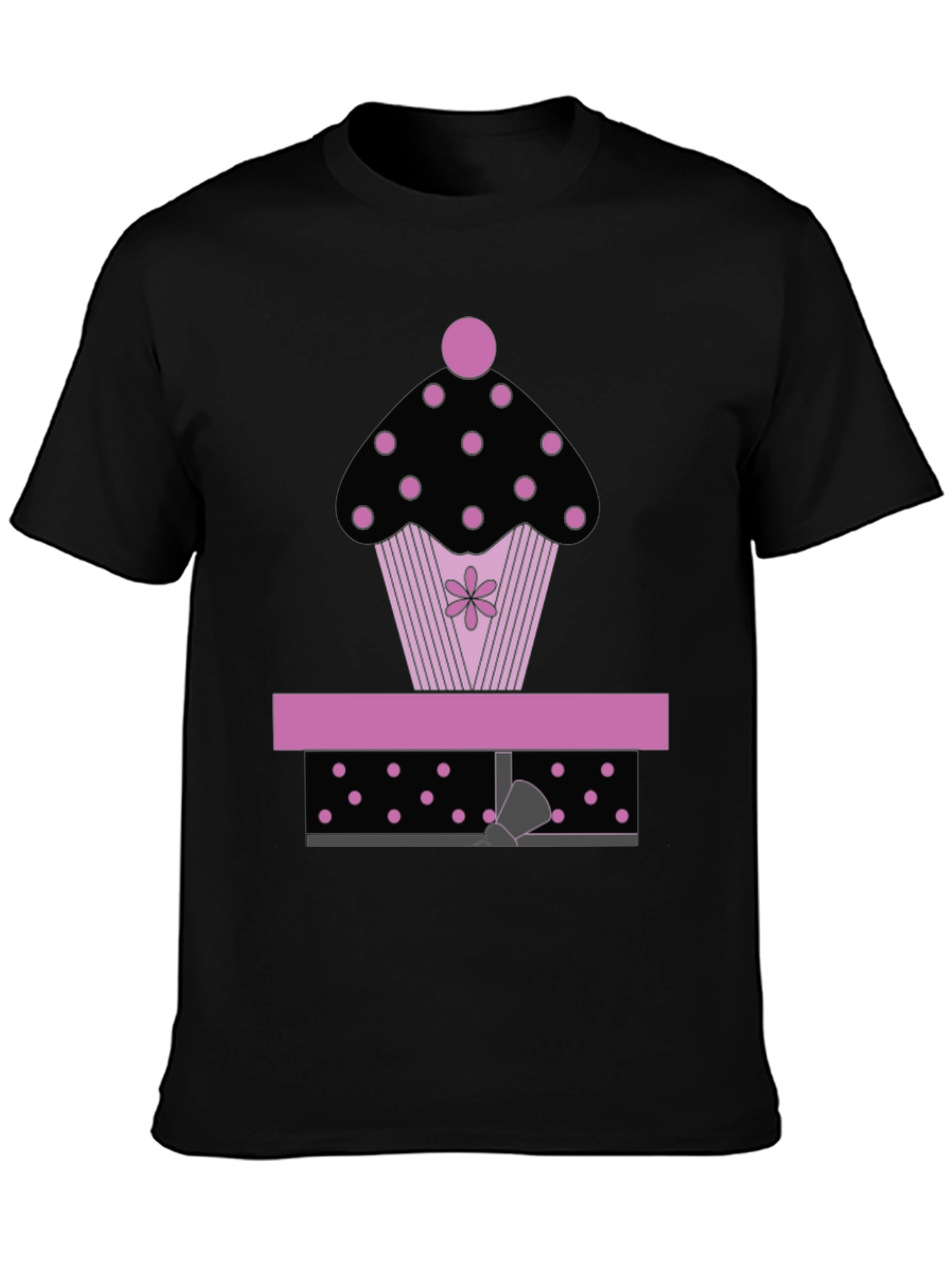 Black Cupcake Gift Graphic Tee - Black T-Shirt view 3