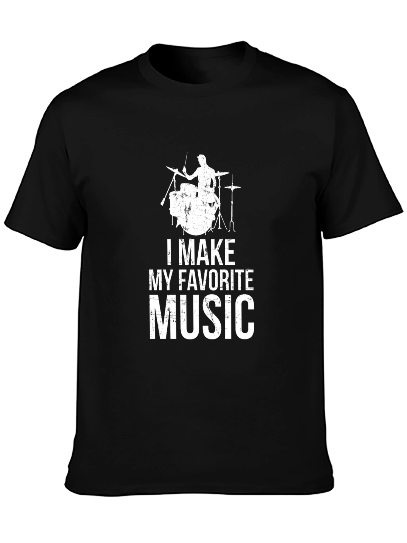 Black Drummer T-Shirt - I Make My Favorite Music view 3