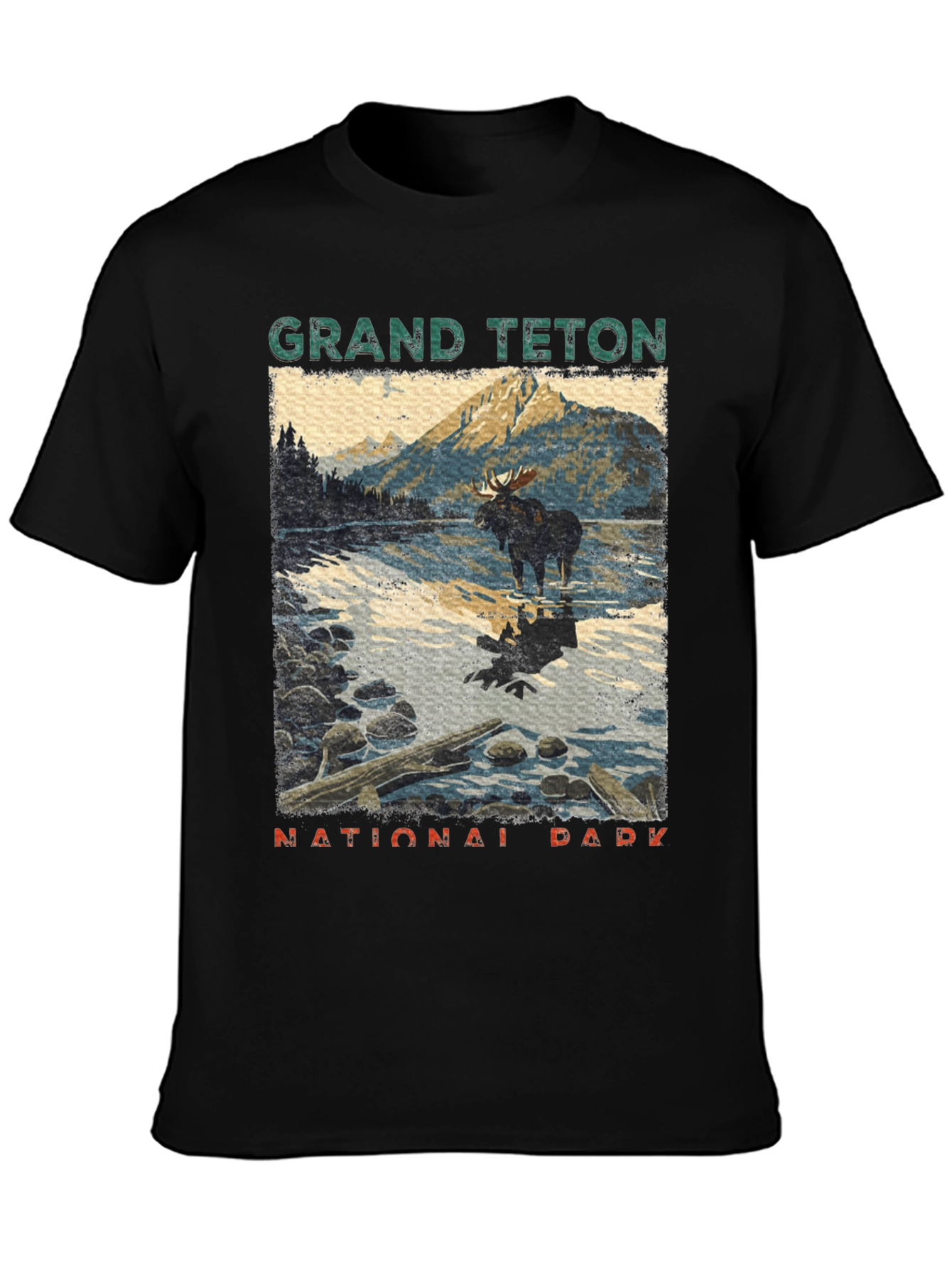 Black Grand Teton National Park Moose Graphic Tee view 3