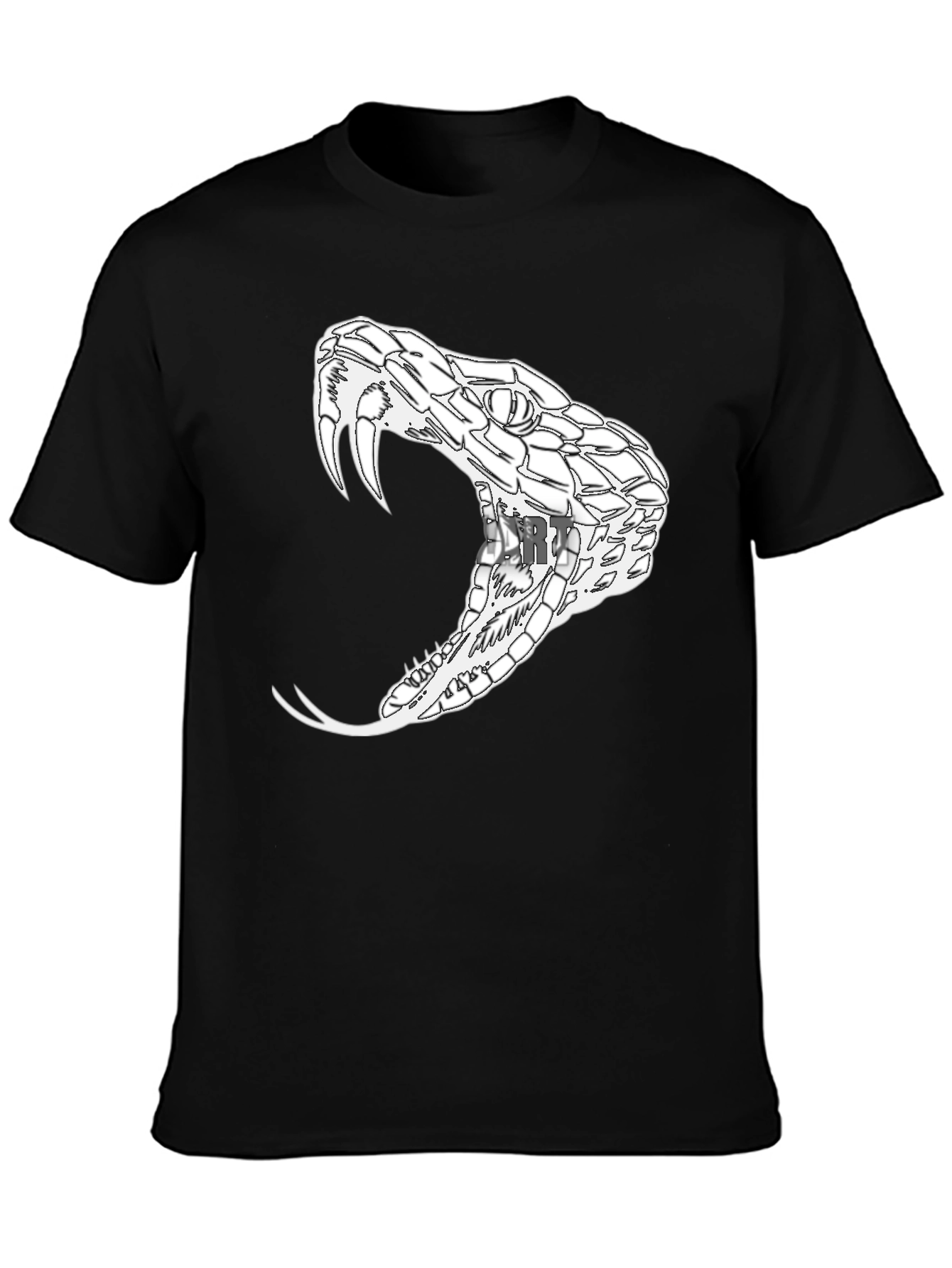 Black Men's Black T-Shirt with Snake Graphic view 3