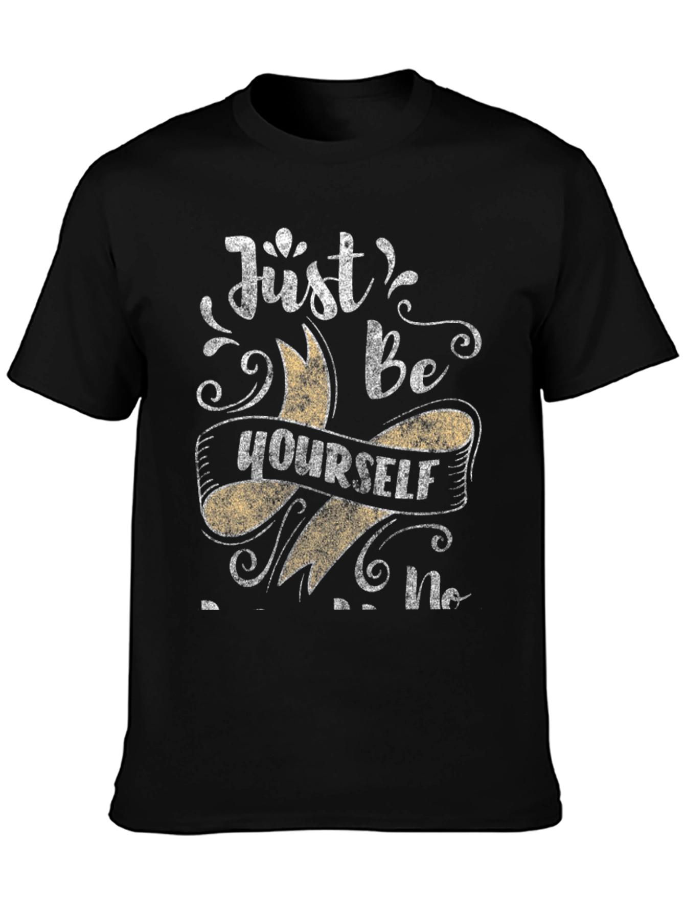 Black Just Be Yourself Men's Black T-Shirt view 3
