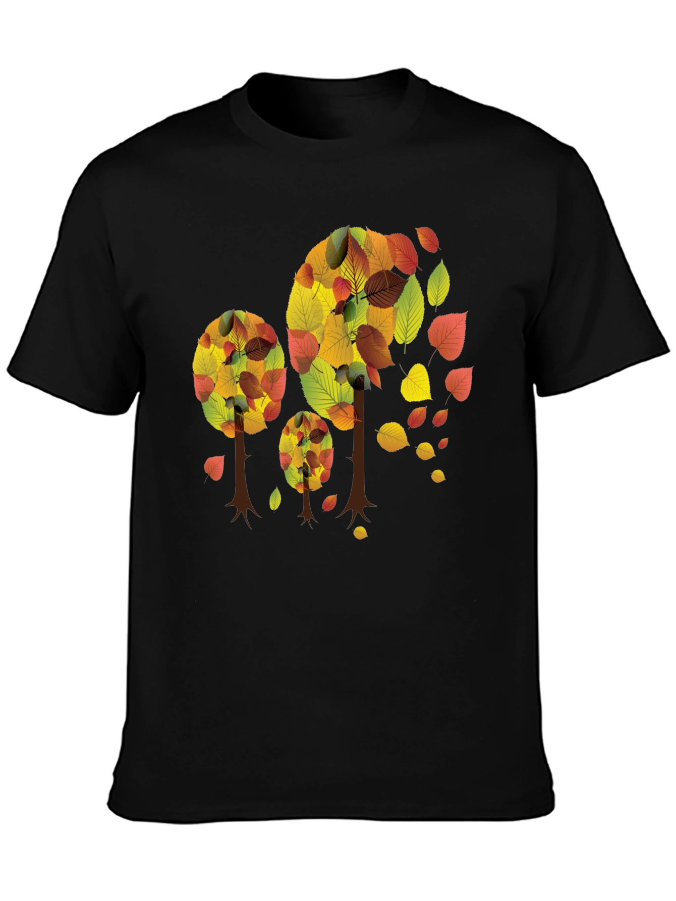 Black Autumn Trees Black T-Shirt view 3