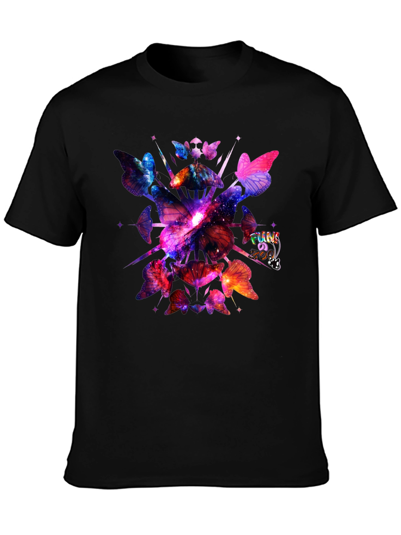 Black Galaxy Butterfly Graphic Black T-Shirt view 3