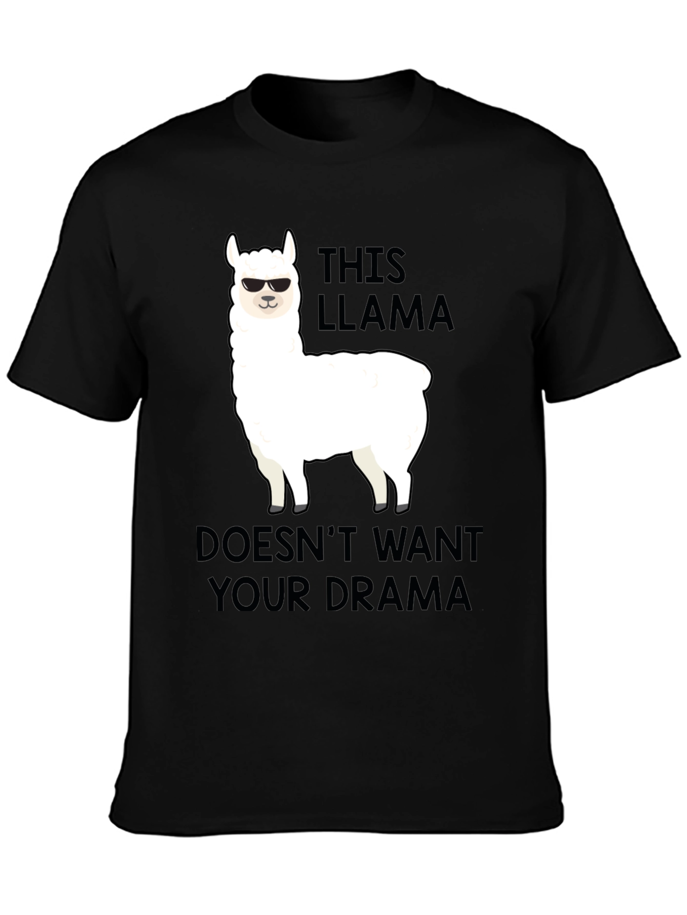 Black Llama Drama T-Shirt: Funny Graphic Tee for Men view 3