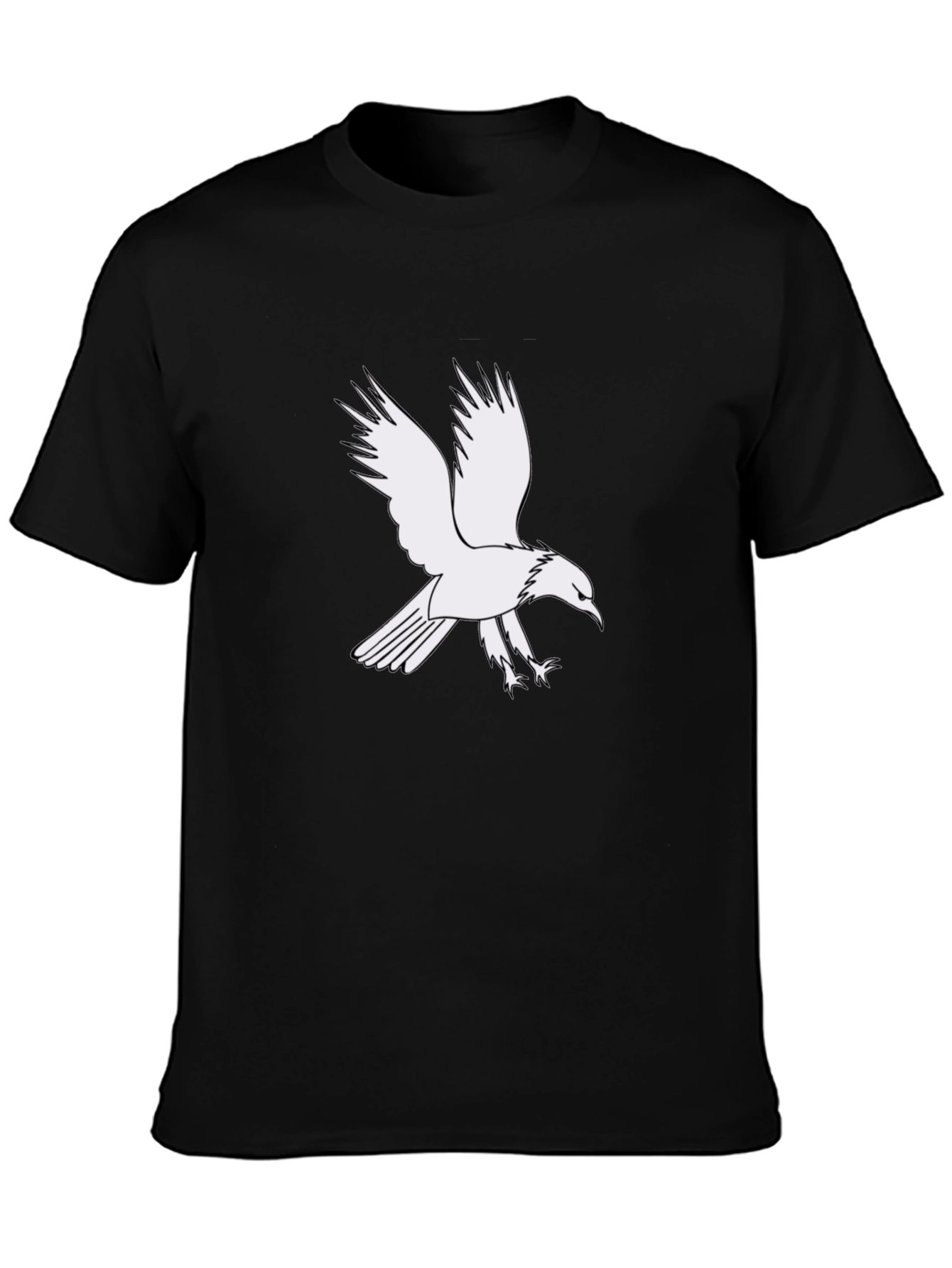 Black Men's Black T-Shirt with White Eagle Graphic view 3