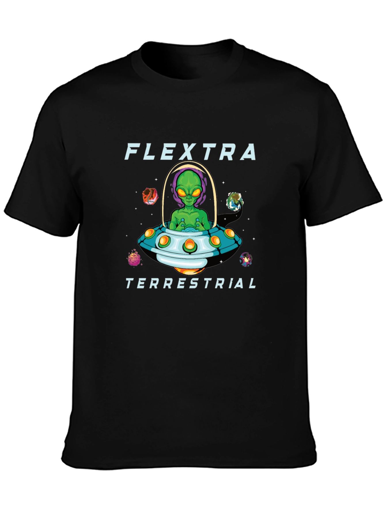 Black Flextra Terrestrial Alien Graphic T-Shirt view 3