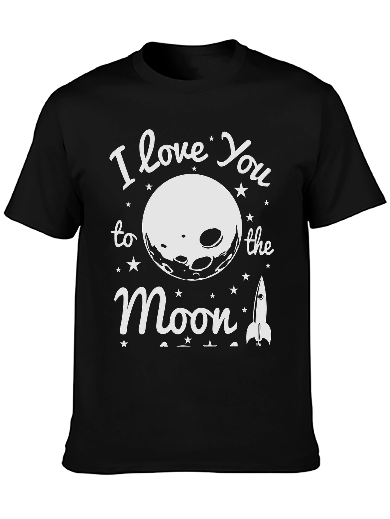 Black I Love You to the Moon T-Shirt view 3