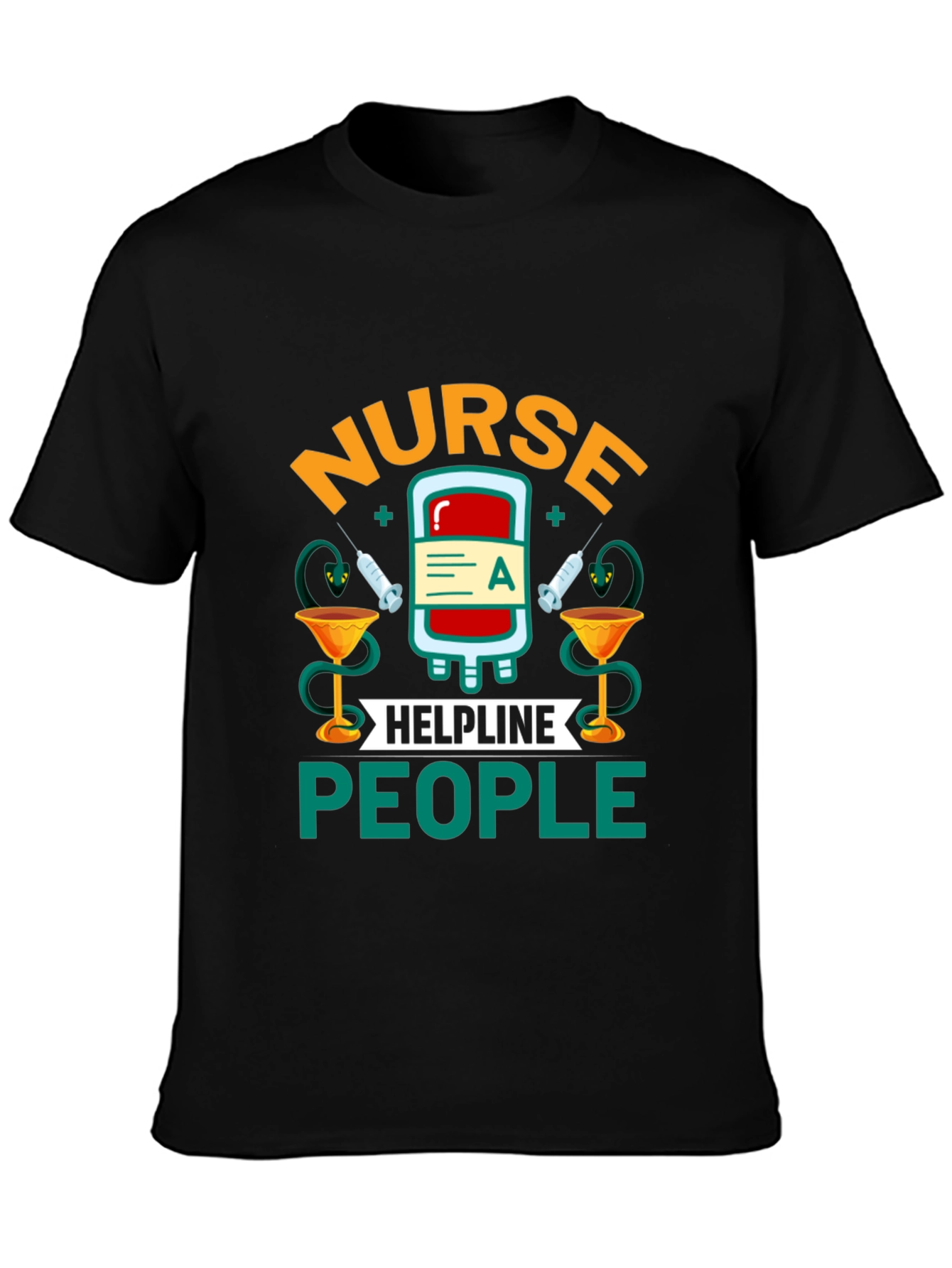 Black Nurse Helpline People Graphic T-Shirt view 3