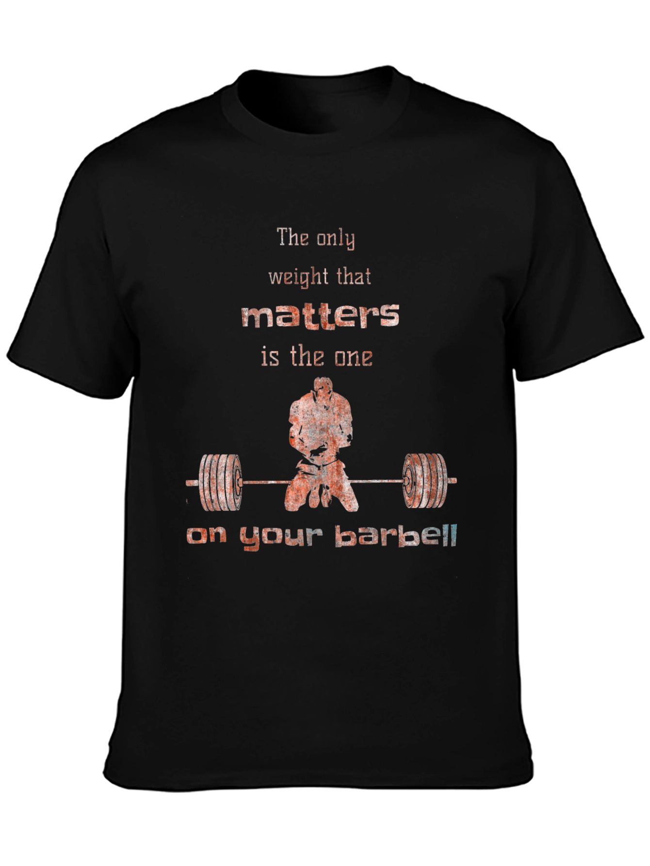 Black Weightlifting Motivation T-Shirt - Barbell Focus view 3
