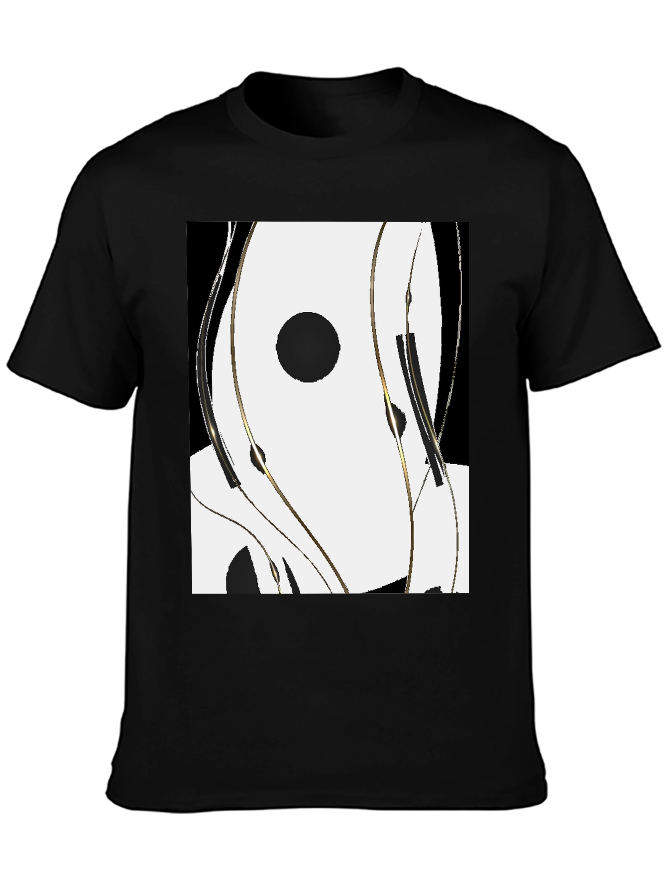 Black Abstract Black & White Graphic Tee view 3