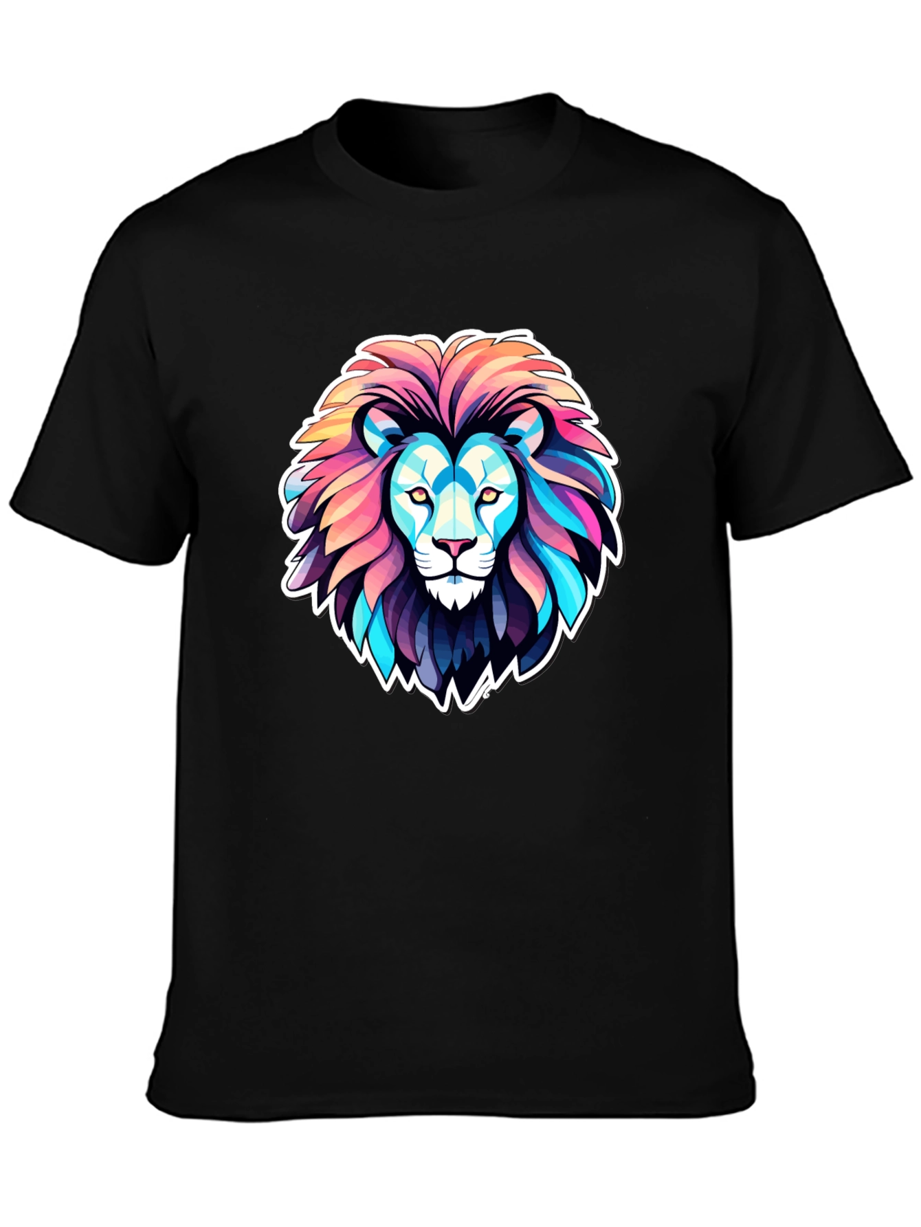 Black Vibrant Lion Graphic Tee - Bold Statement Shirt view 3