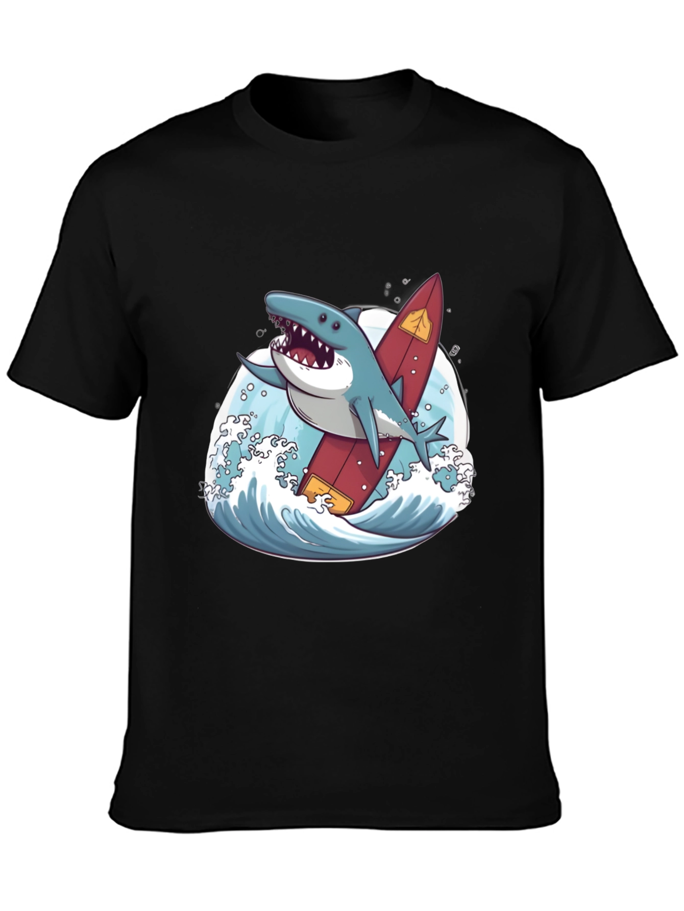 Black Shark Surfer T-Shirt - Fun Graphic Tee view 3