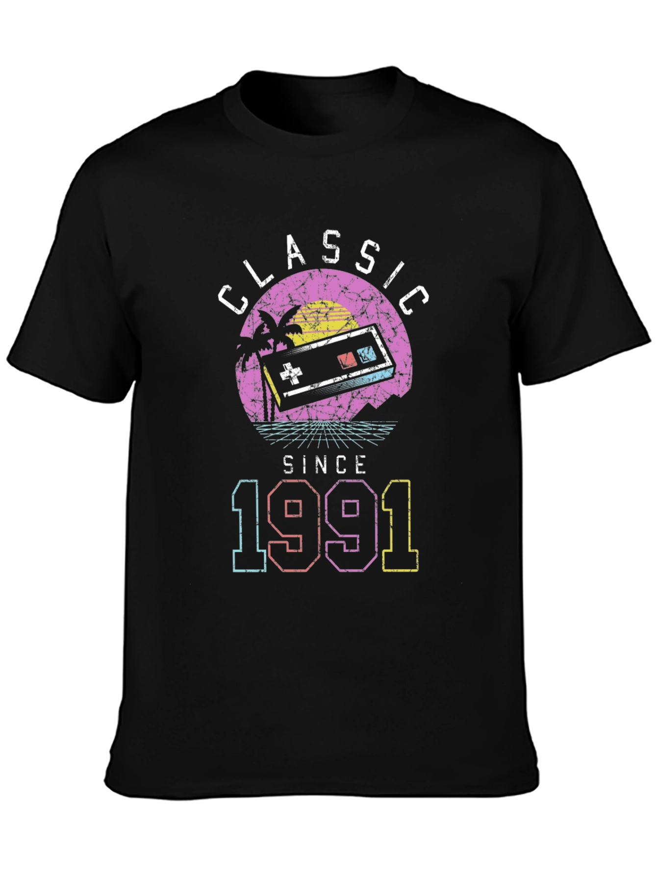 Black Classic Since 1991 Retro Gaming T-Shirt view 3