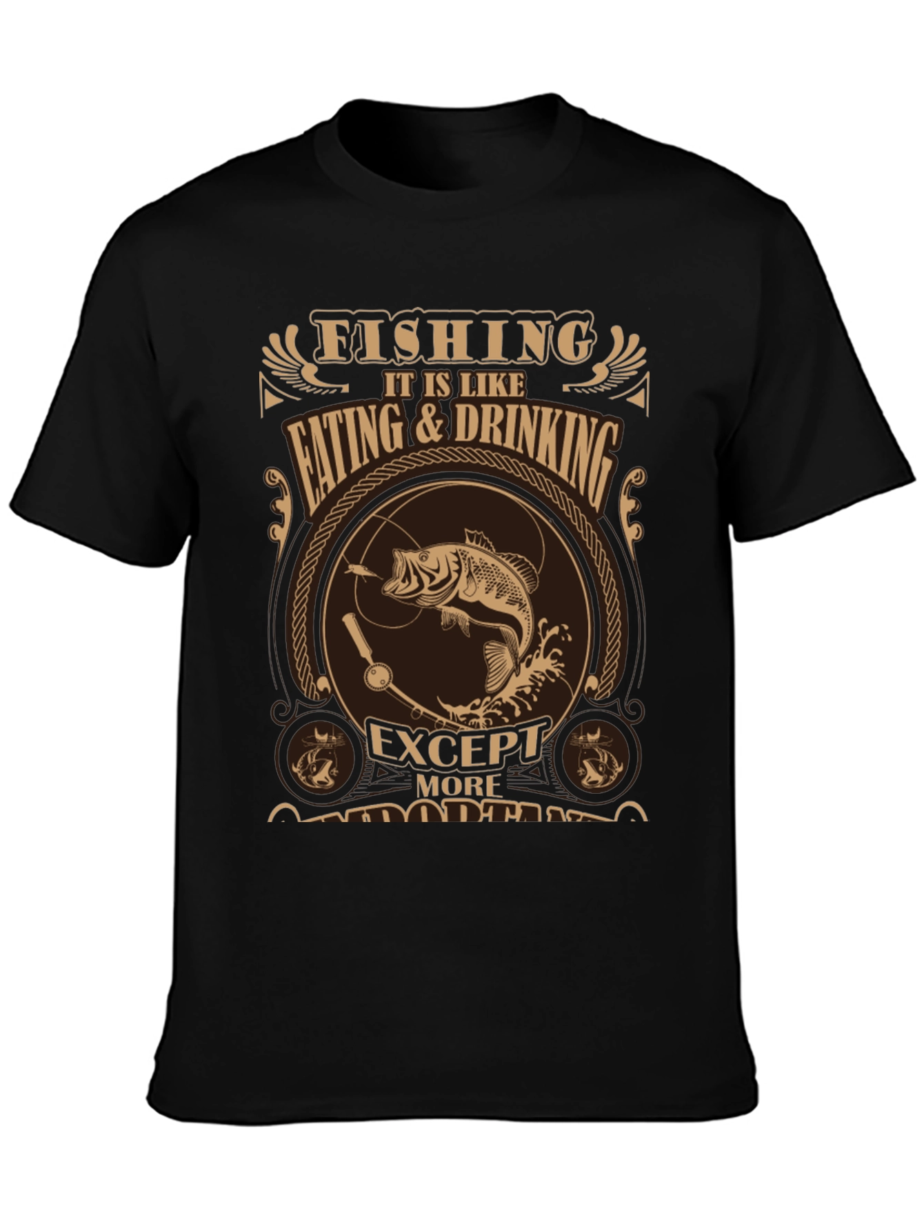 Black Fishing is Like Eating & Drinking T-Shirt view 3