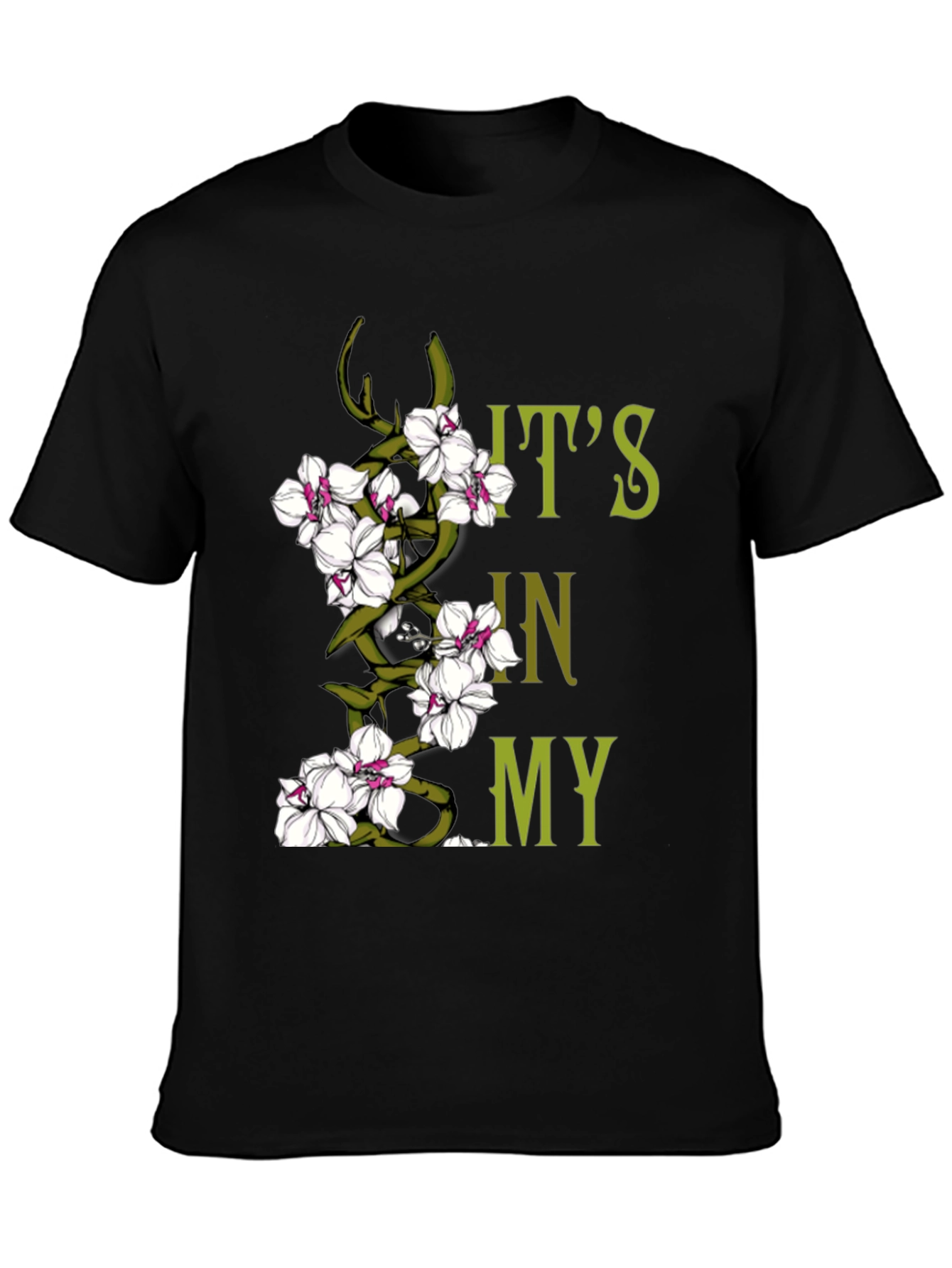 Black Floral Orchid T-Shirt - It's In My Nature Graphic Tee view 3