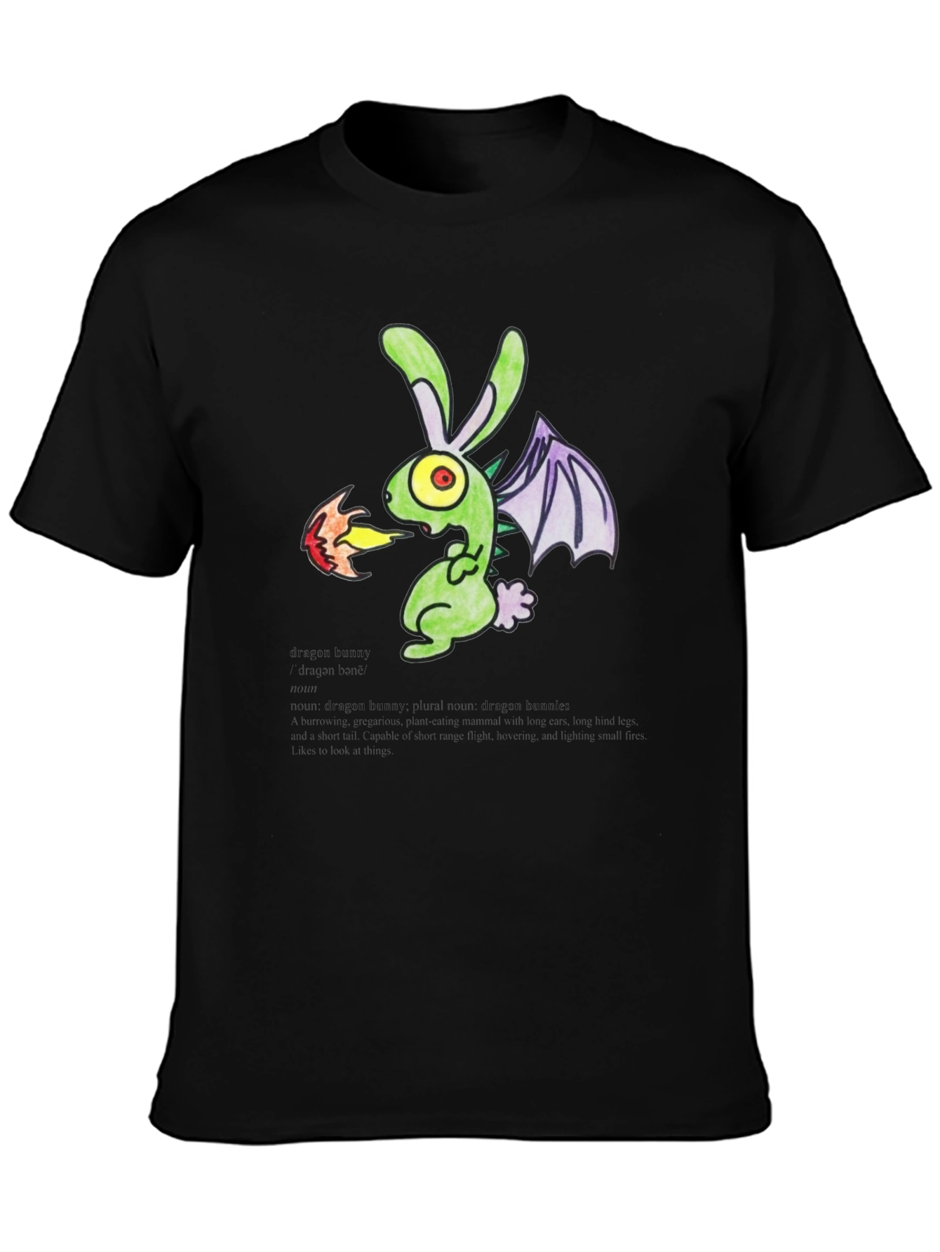 Black Dragon Bunny Graphic T-Shirt view 3