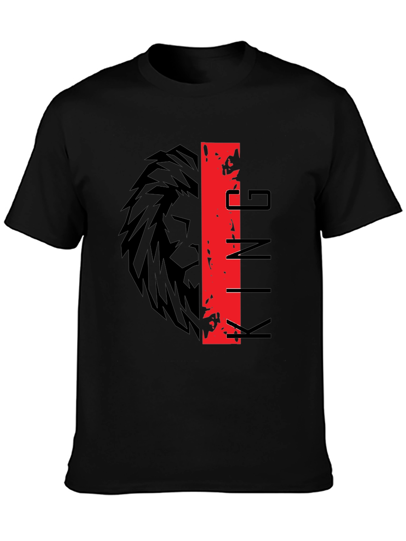 Black King Lion Graphic Print Black T-Shirt view 3