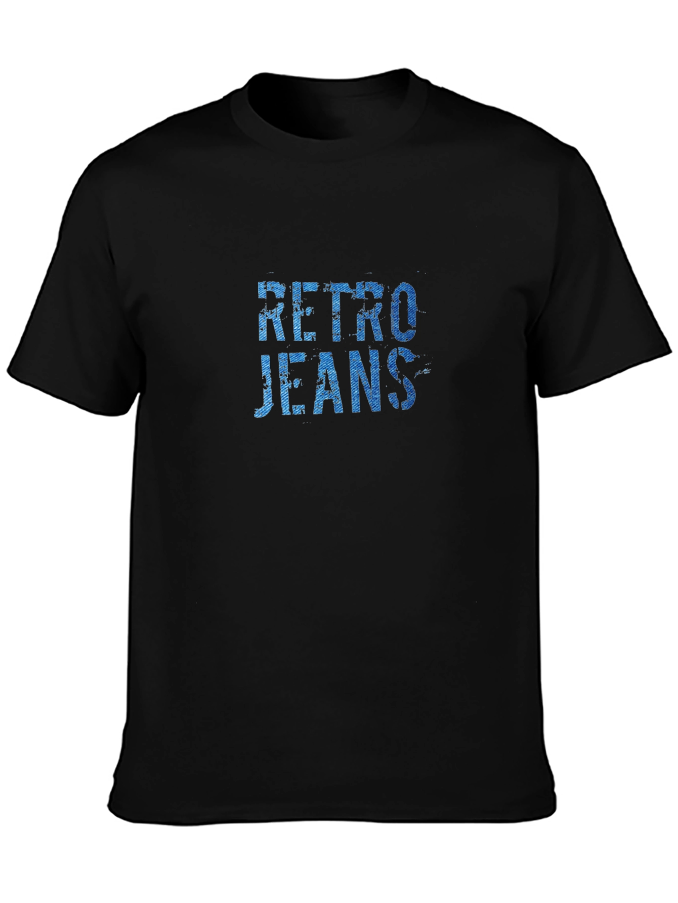Black Retro Jeans Graphic Tee - Black Cotton Blend view 3