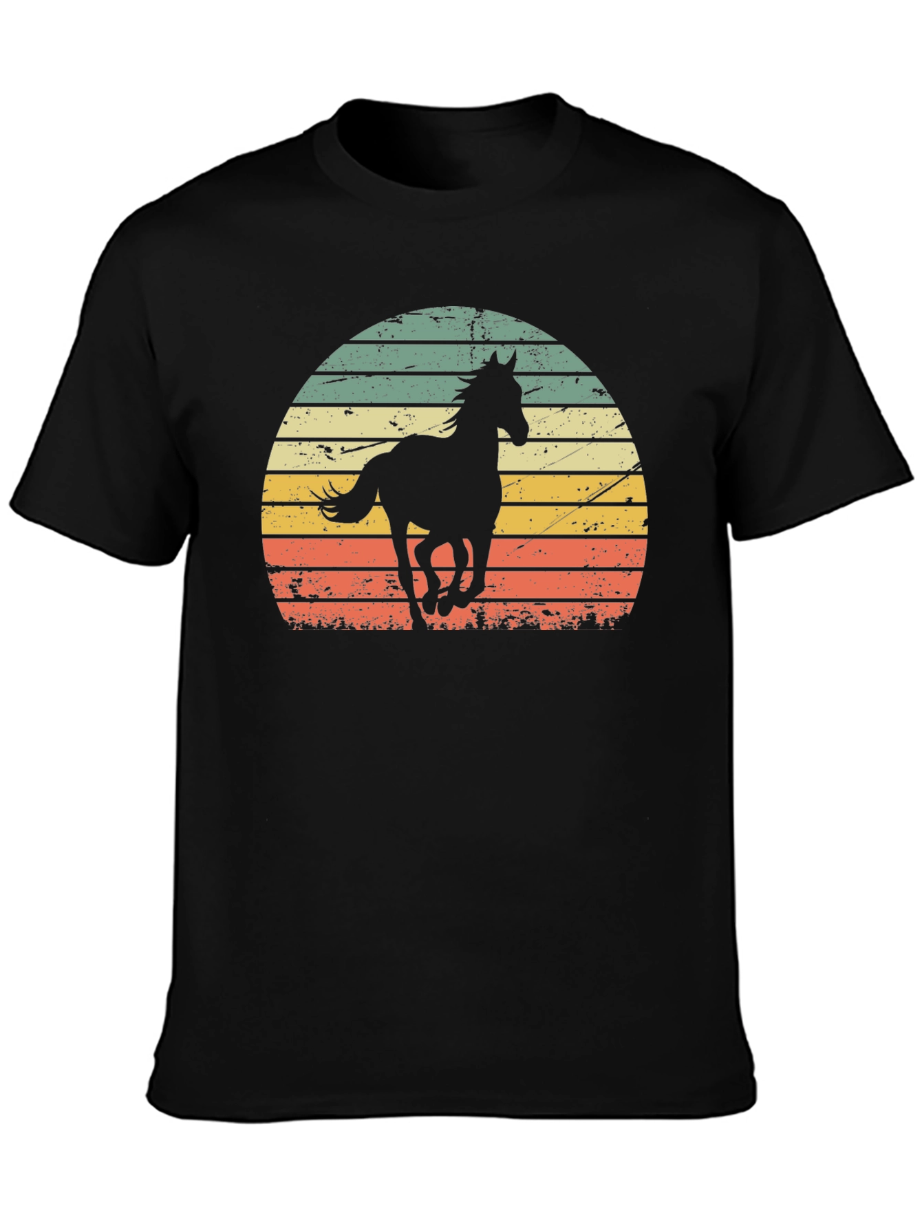 Black Retro Horse Sunset Graphic Tee view 3