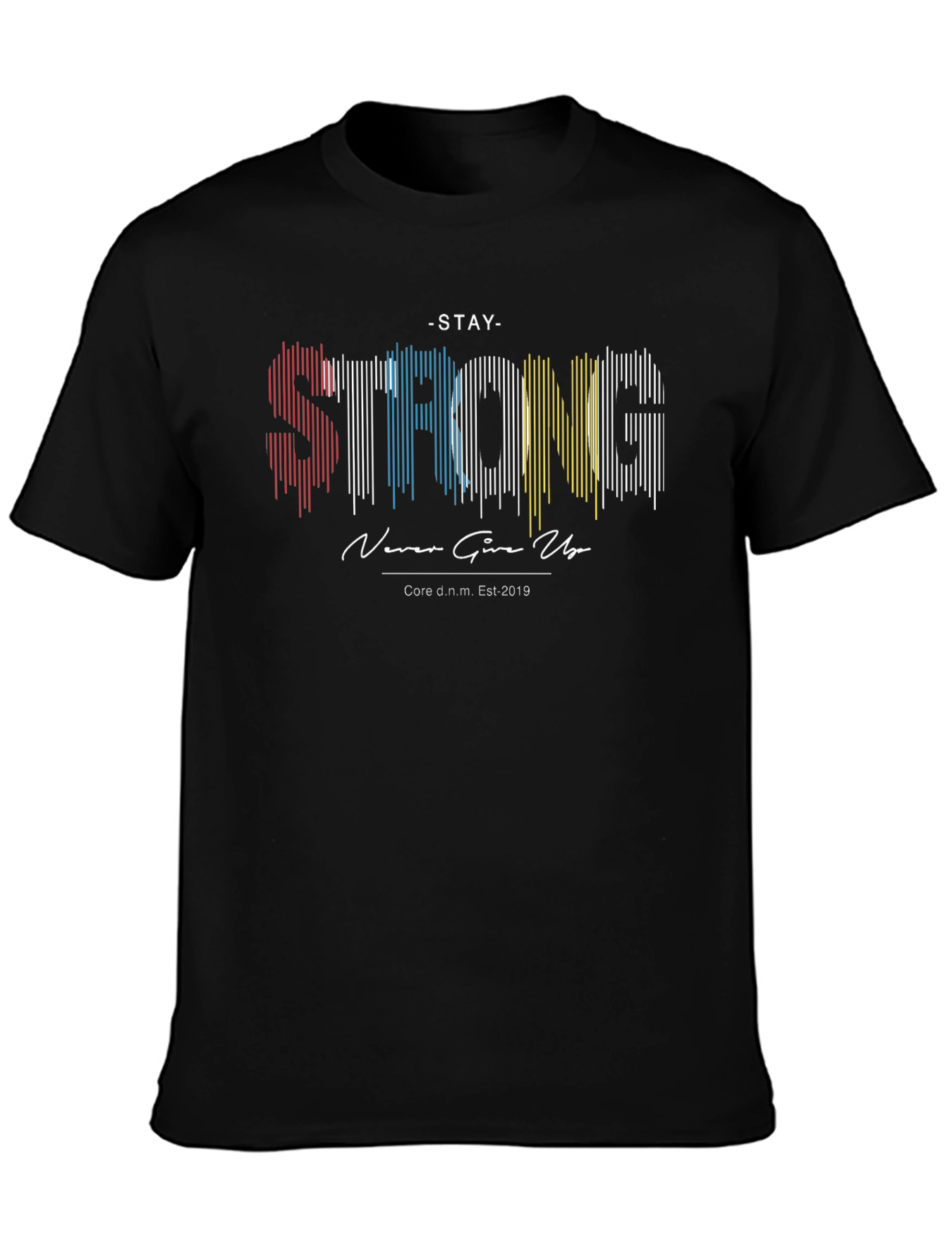 Black Stay Strong Graphic Print Black T-Shirt view 3