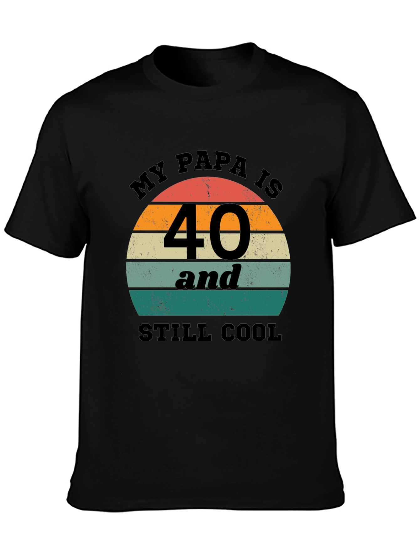 Black Funny "My Papa is 40" Birthday T-Shirt view 3