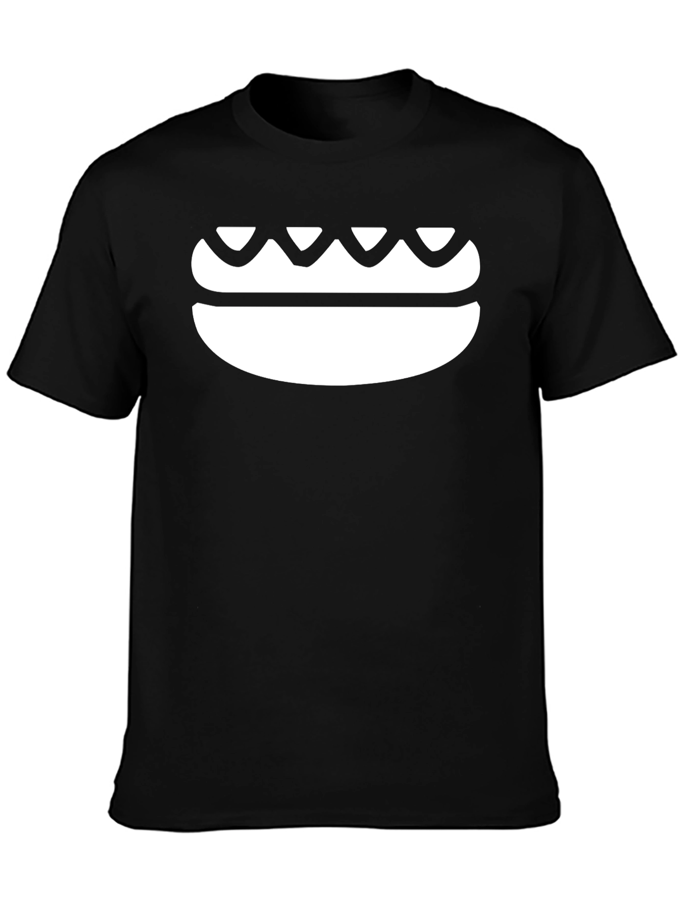 Black Minimalist Burger Graphic Tee - Black Cotton Comfort view 3