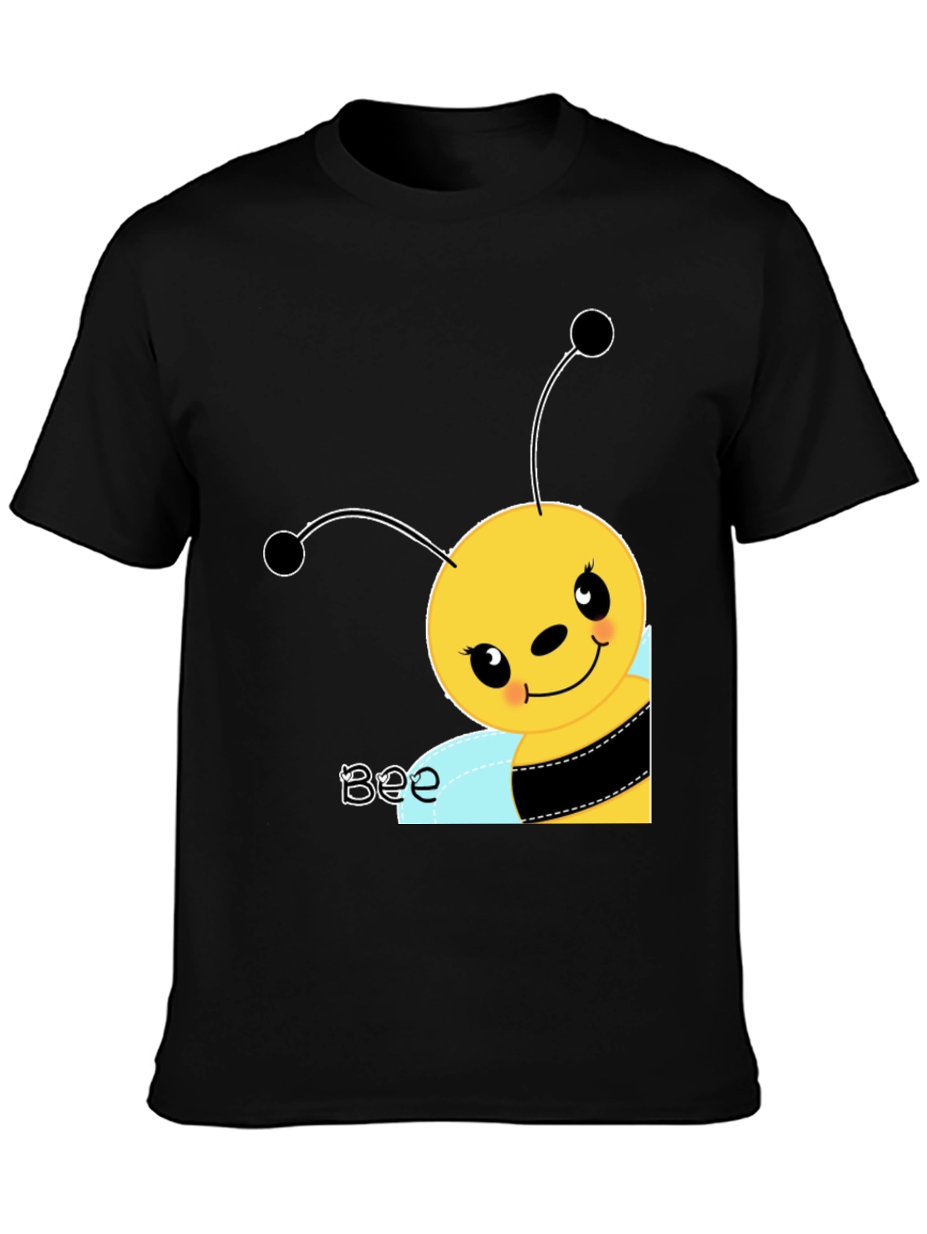 Black Cute Cartoon Bee Graphic Tee view 3