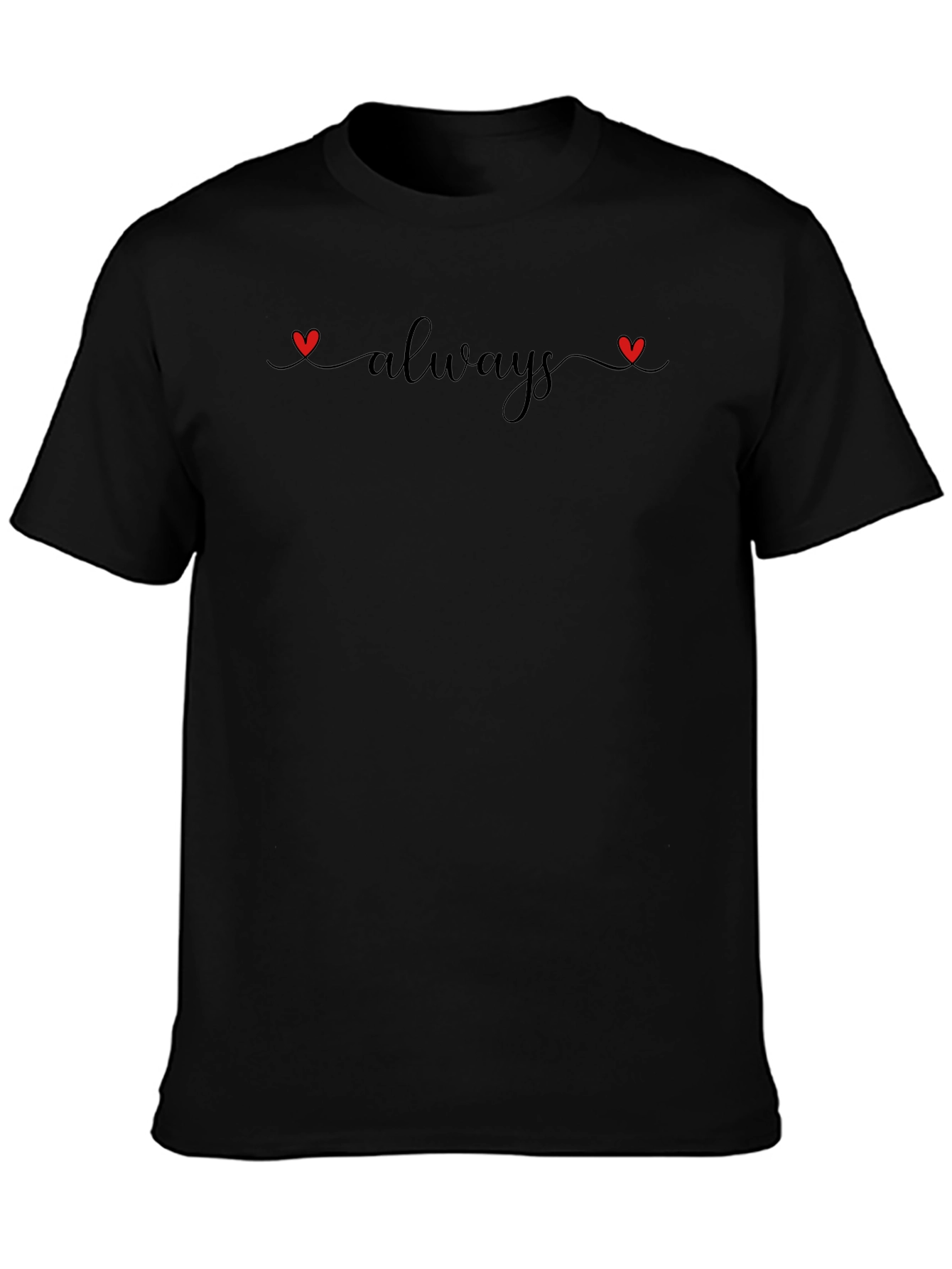 Black Always Heart Graphic Tee - Soft Cotton Blend view 3
