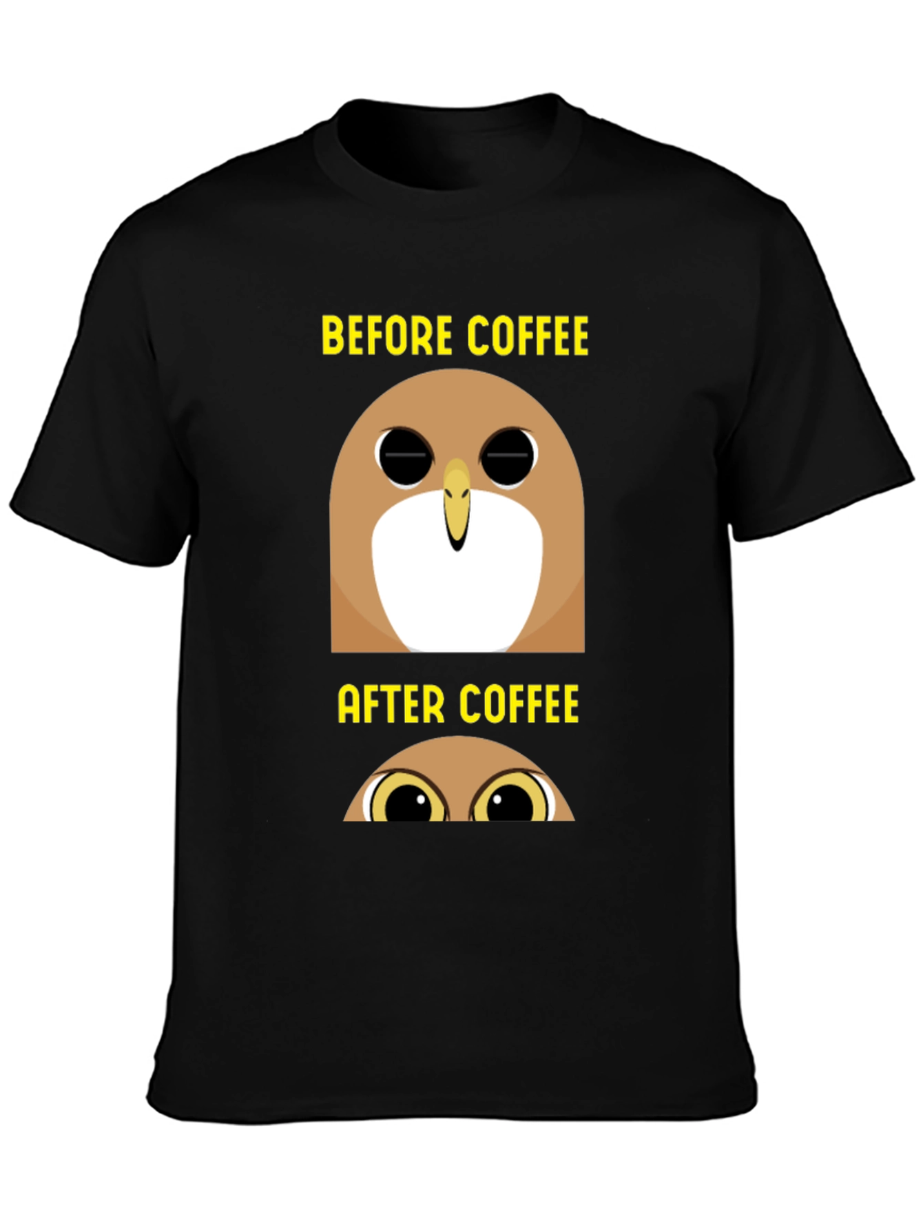Black Before & After Coffee Owl T-Shirt - Black view 3